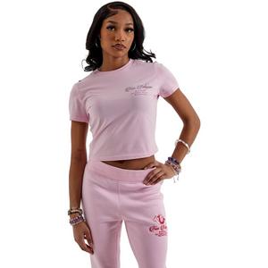 True Religion Women's Crystal Buddha Baby Tee