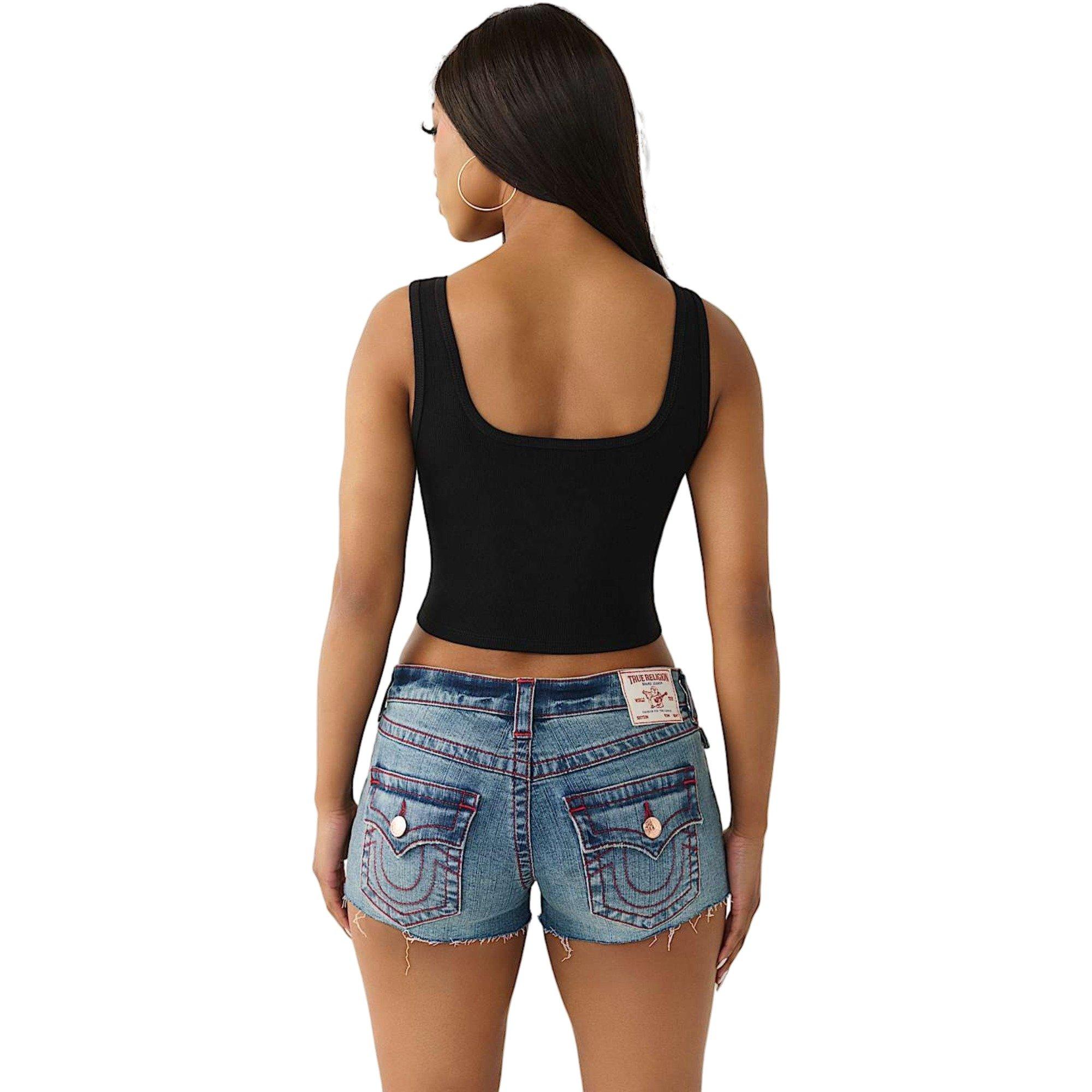 True Religion Women's Crystal Handkerchief Tank Top - BLACK/RED Thumbnail View 2