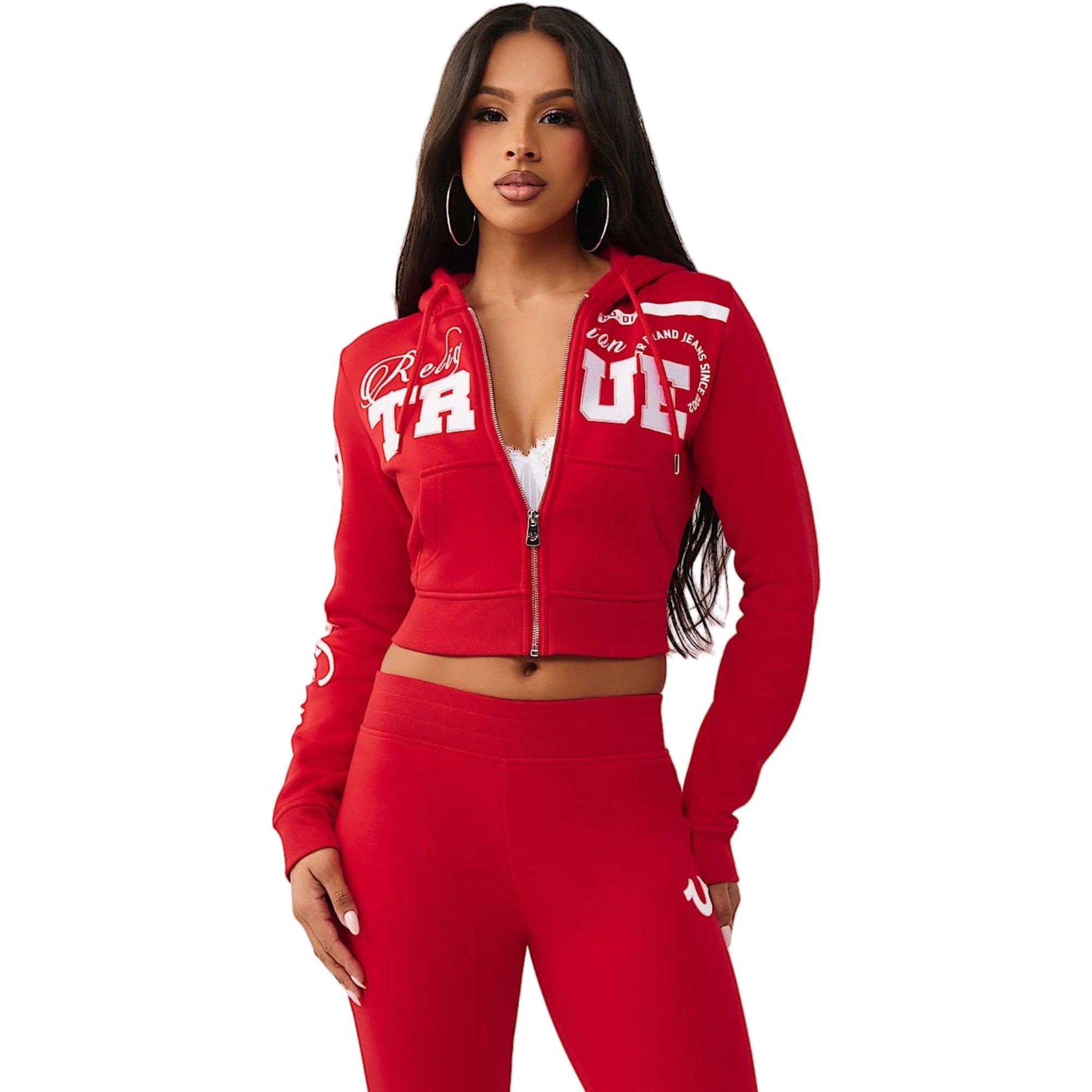 True Religion Women's Embroidered Shrunken Full-Zip Jacket - RED Thumbnail View 1