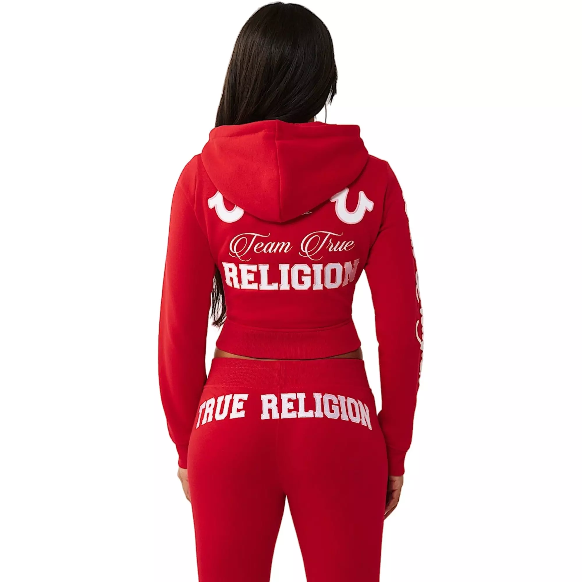 True Religion Women's Embroidered Shrunken Full-Zip Jacket - RED