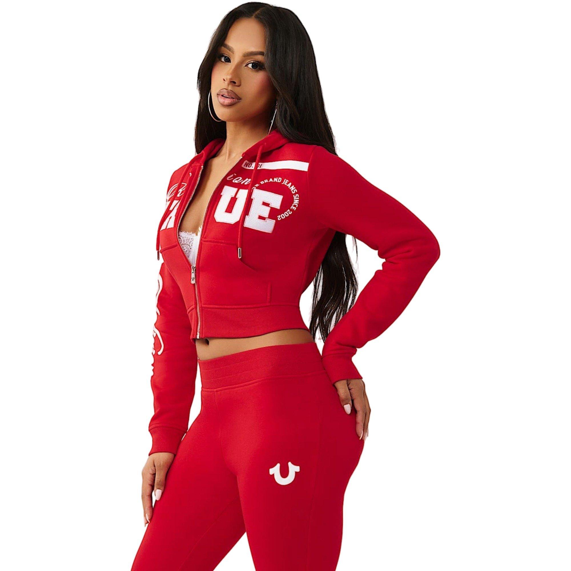 True Religion Women's Embroidered Shrunken Full-Zip Jacket - RED Thumbnail View 3