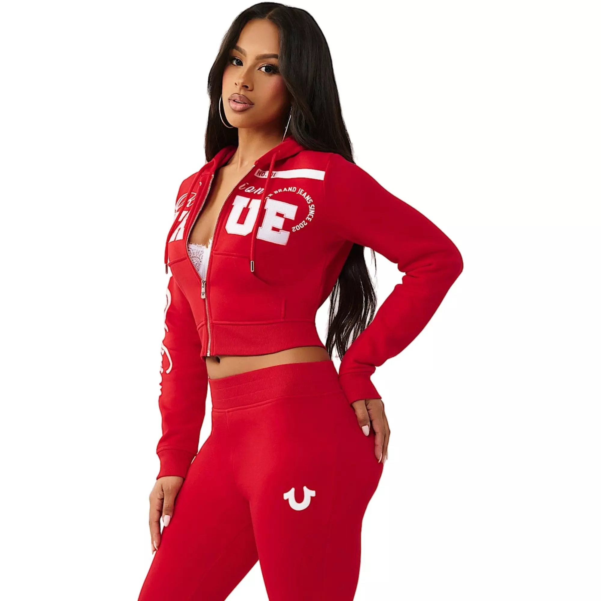 True Religion Women's Embroidered Shrunken Full-Zip Jacket - RED