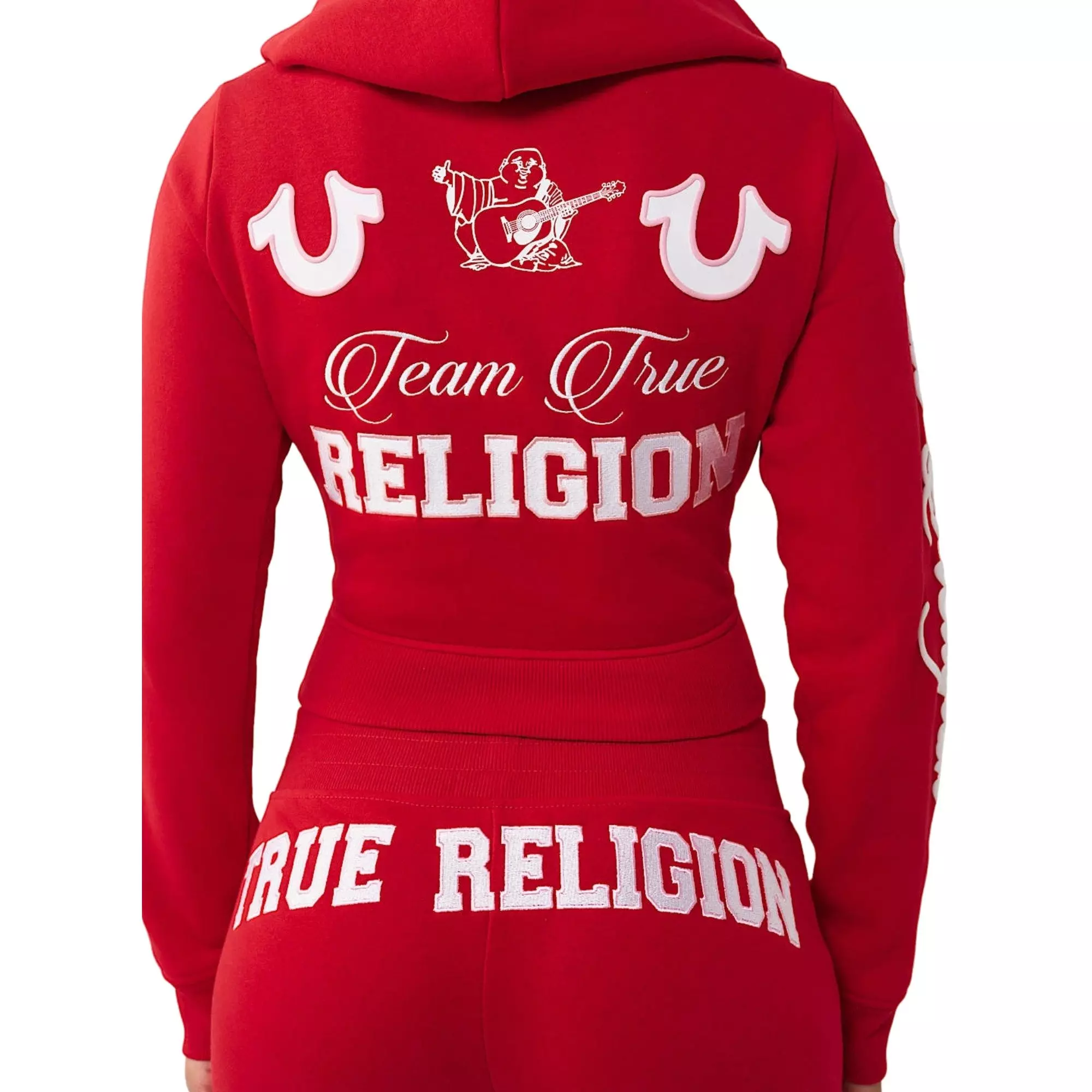 True Religion Women's Embroidered Shrunken Full-Zip Jacket - RED