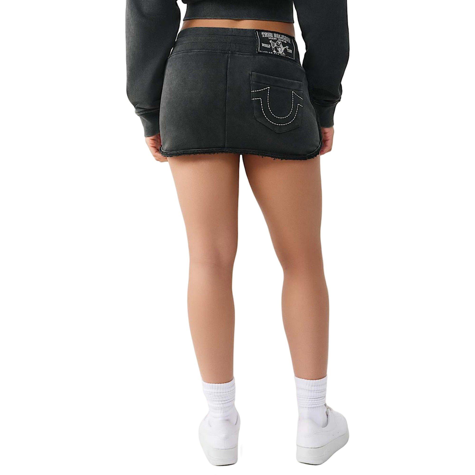 True Religion Women's Vintage Washed Mini Skirt - BLACK Thumbnail View 2