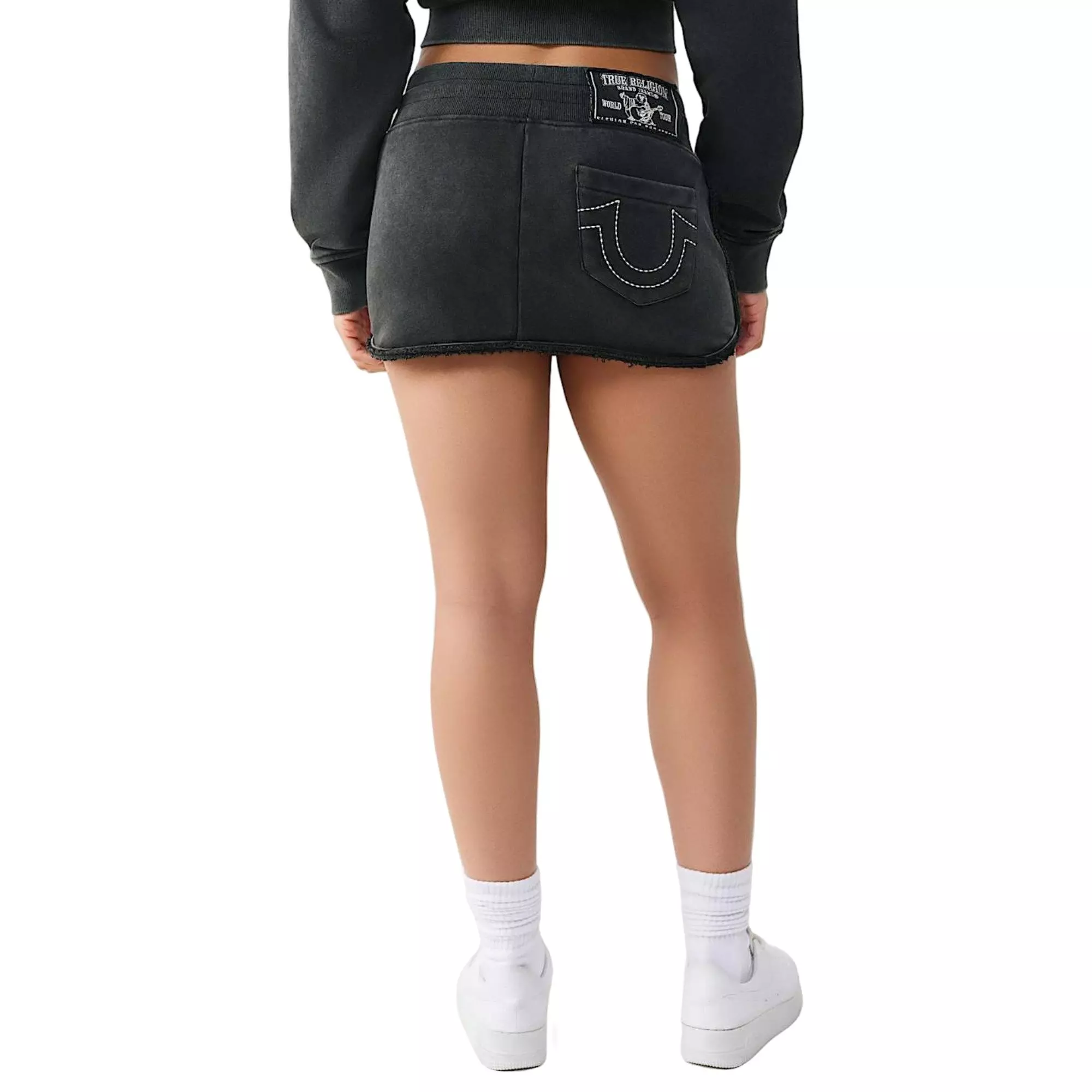 True Religion Women's Vintage Washed Mini Skirt - BLACK