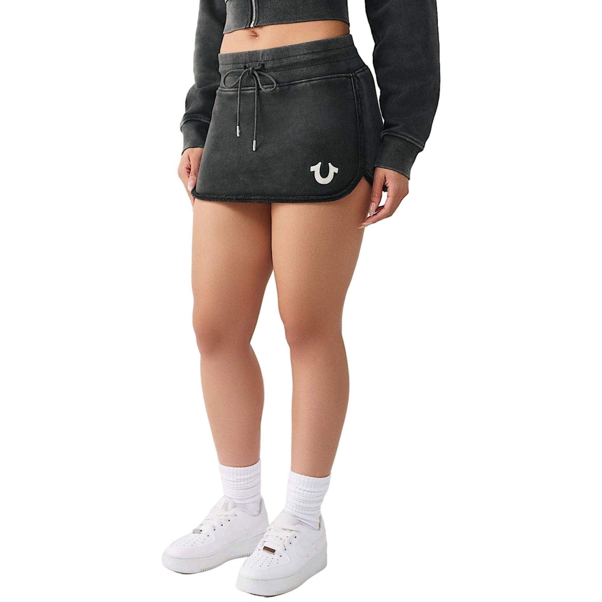 True Religion Women's Vintage Washed Mini Skirt - BLACK Thumbnail View 3