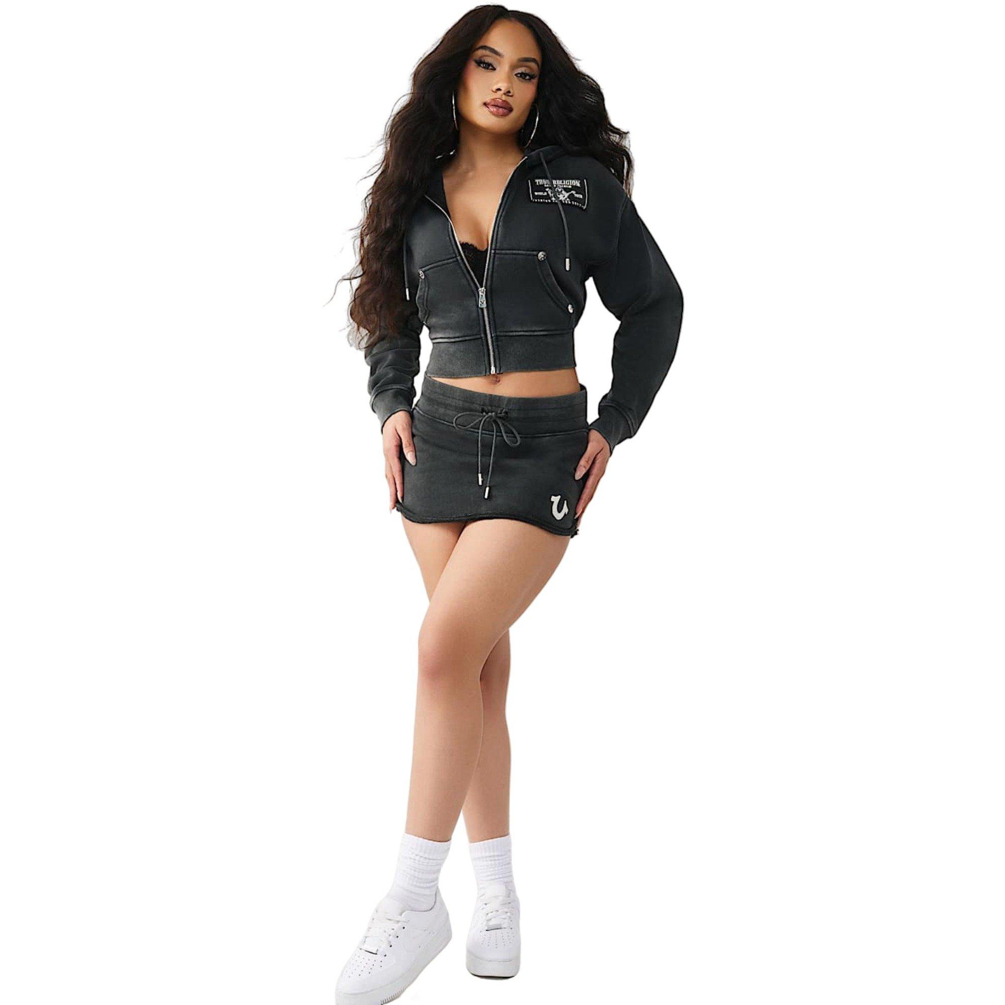 True Religion Women's Vintage Washed Mini Skirt - BLACK Thumbnail View 6