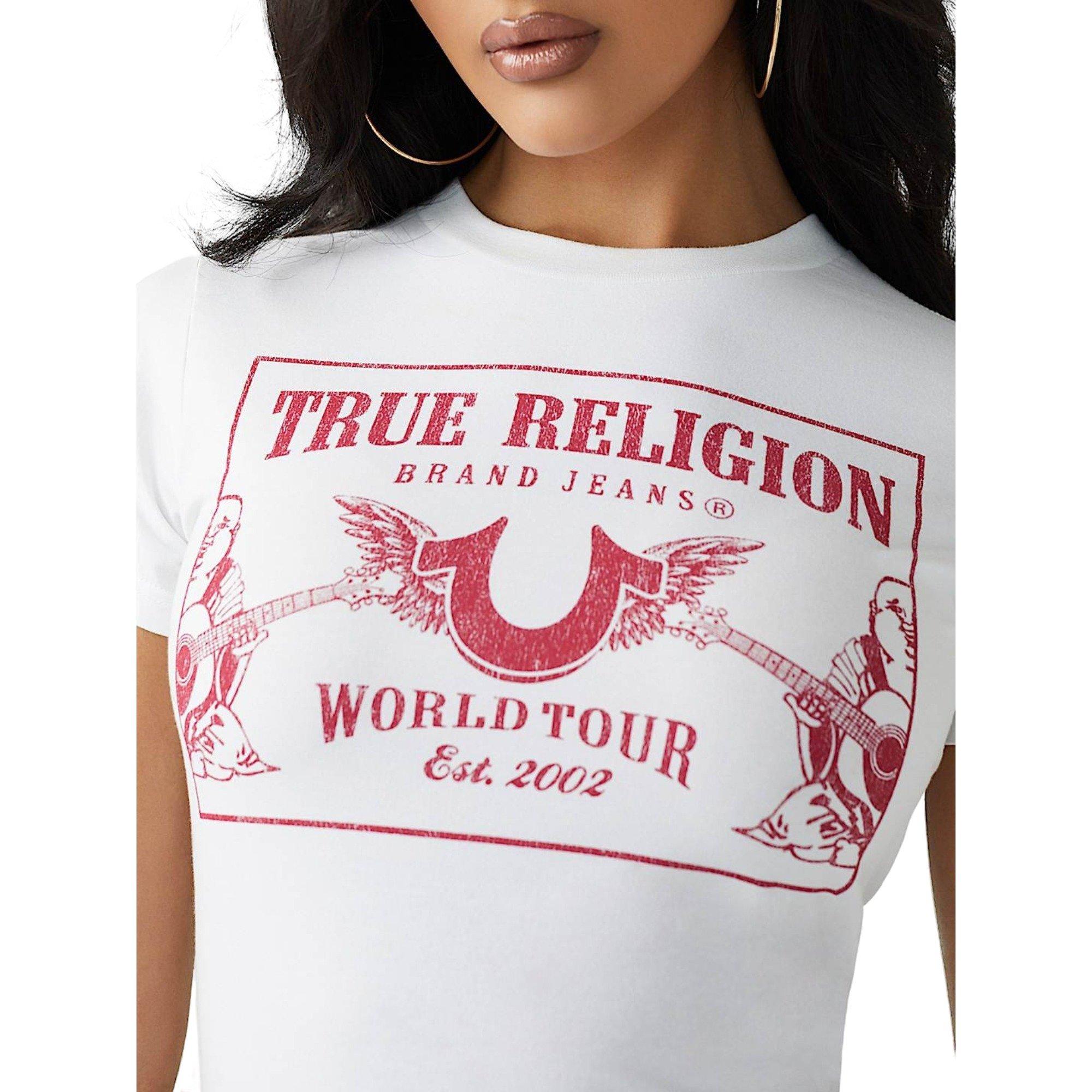 True Religion Women's Heritage Printed Baby Tee - WHITE/RED Thumbnail View 3
