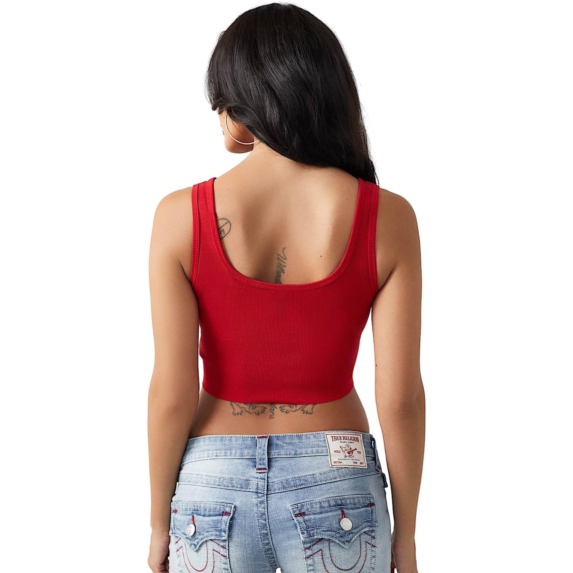True Religion Women's Crystal Bandana Ribbed Tank - RED Thumbnail View 2