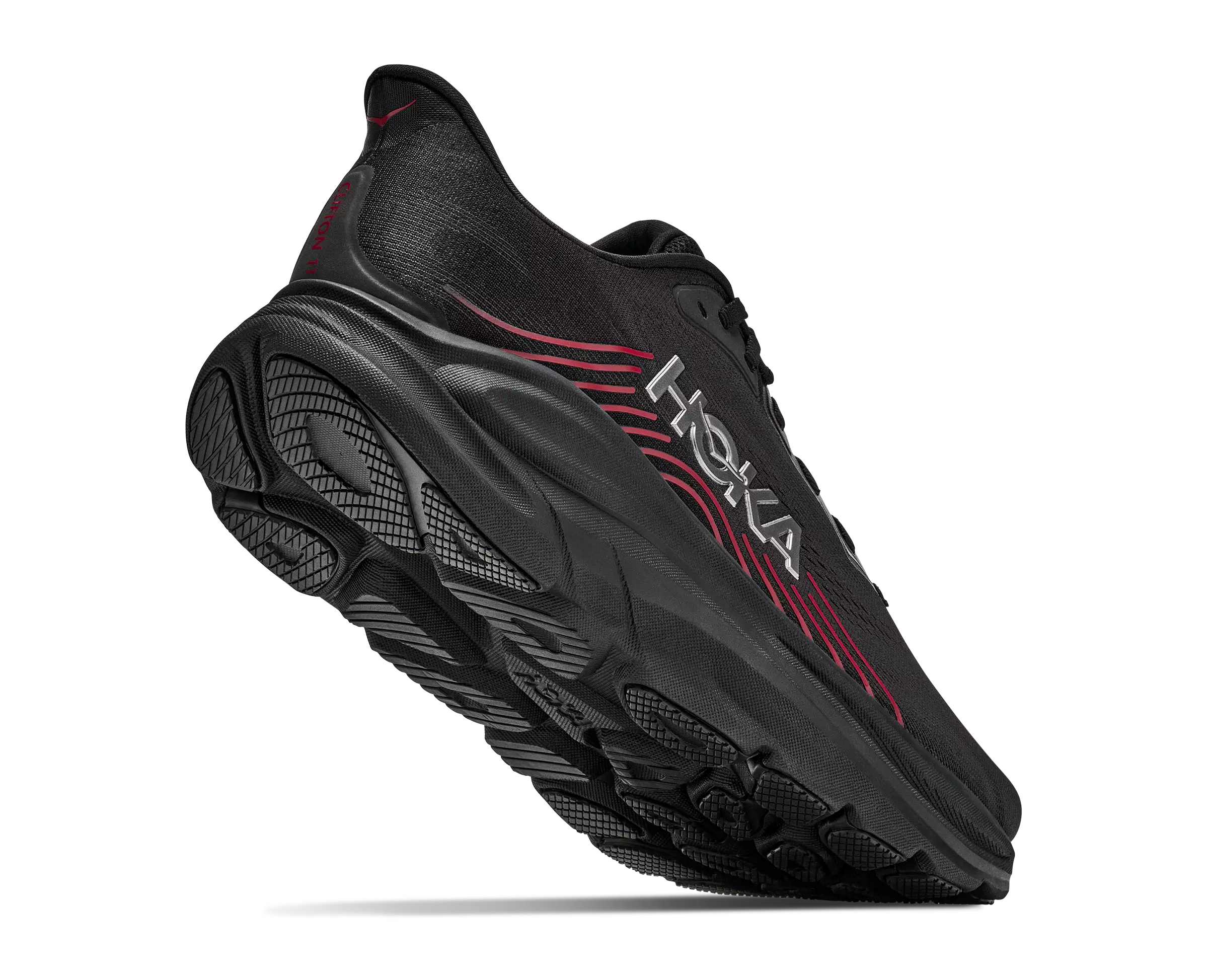 Hoka Clifton "Black/Red" Men's Running Shoe - BLACK/RED