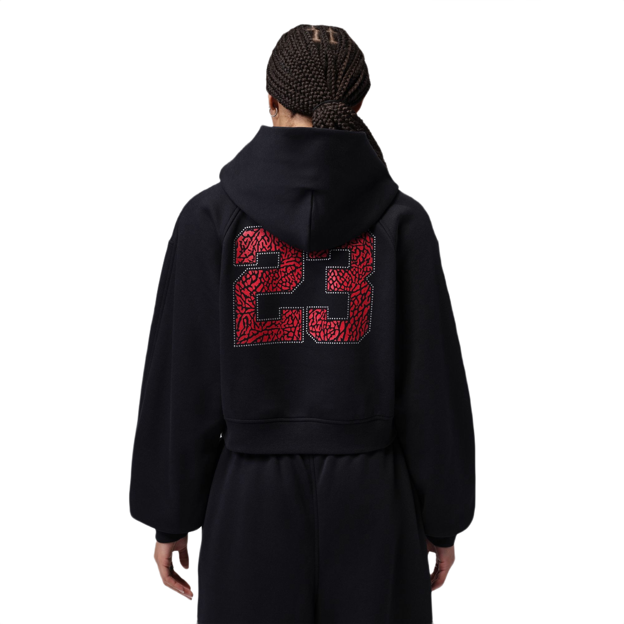 Jordan Women's Brooklyn Fleece Cropped Pullover Hoodie - BLACK