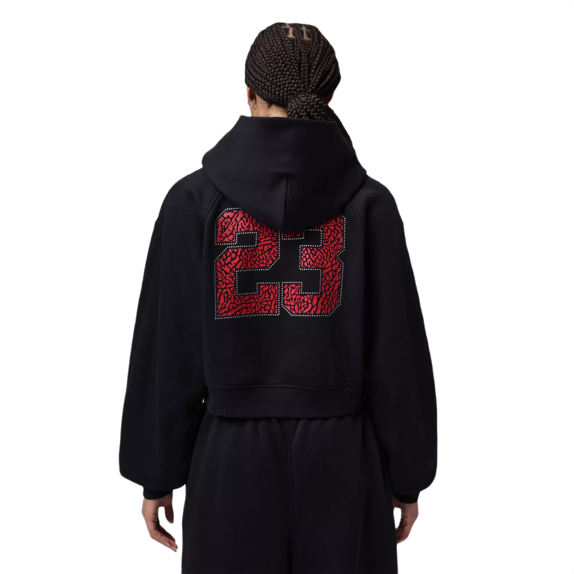 Jordan Women's Brooklyn Fleece Cropped Pullover Hoodie - BLACK