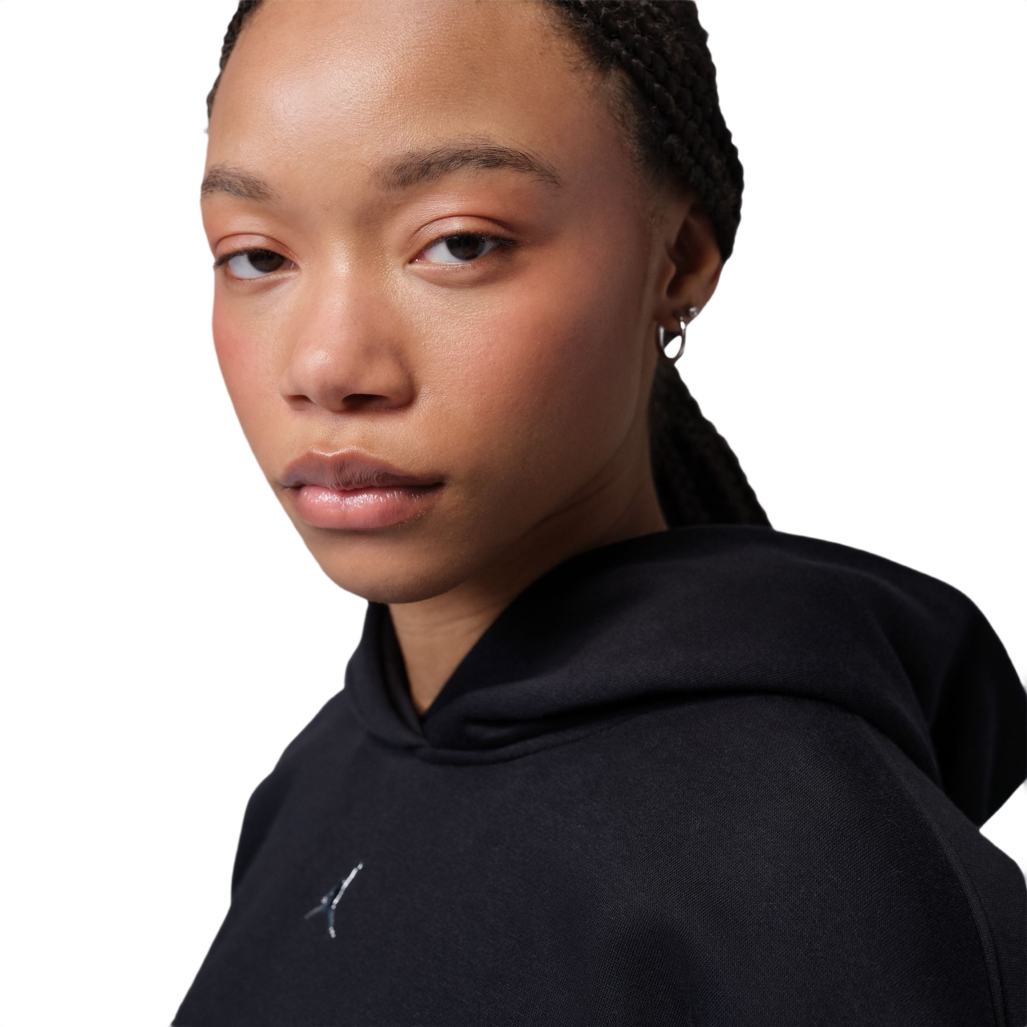 Jordan Women's Brooklyn Fleece Cropped Pullover Hoodie - BLACK
