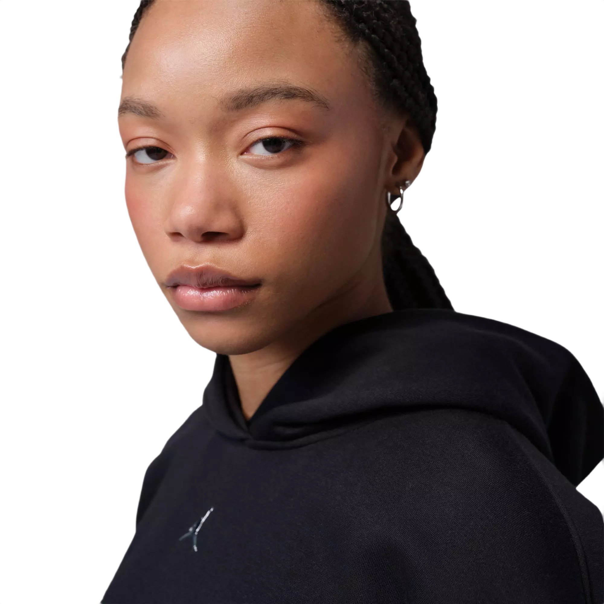 Jordan Women's Brooklyn Fleece Cropped Pullover Hoodie - BLACK