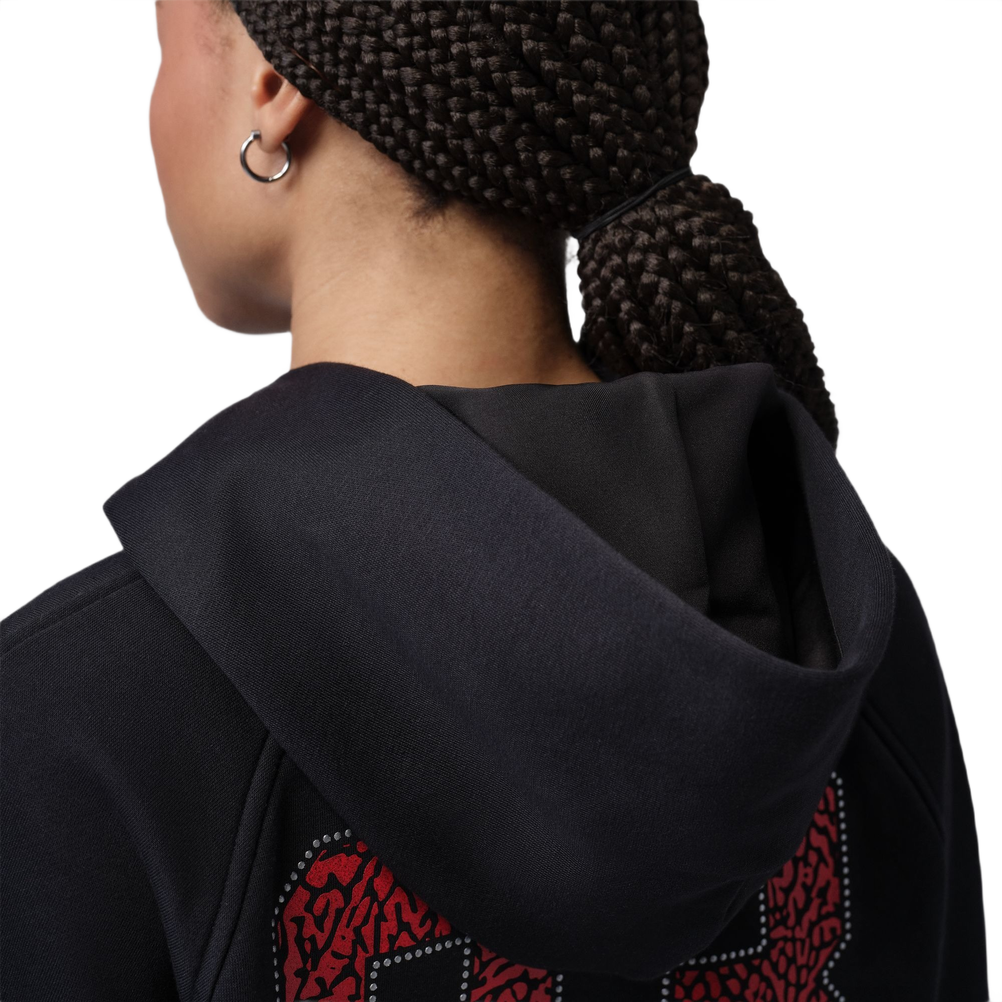 Jordan Women's Brooklyn Fleece Cropped Pullover Hoodie - BLACK