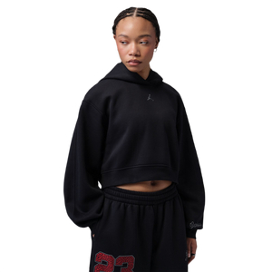 Jordan Women's Brooklyn Fleece Cropped Pullover Hoodie - BLACK