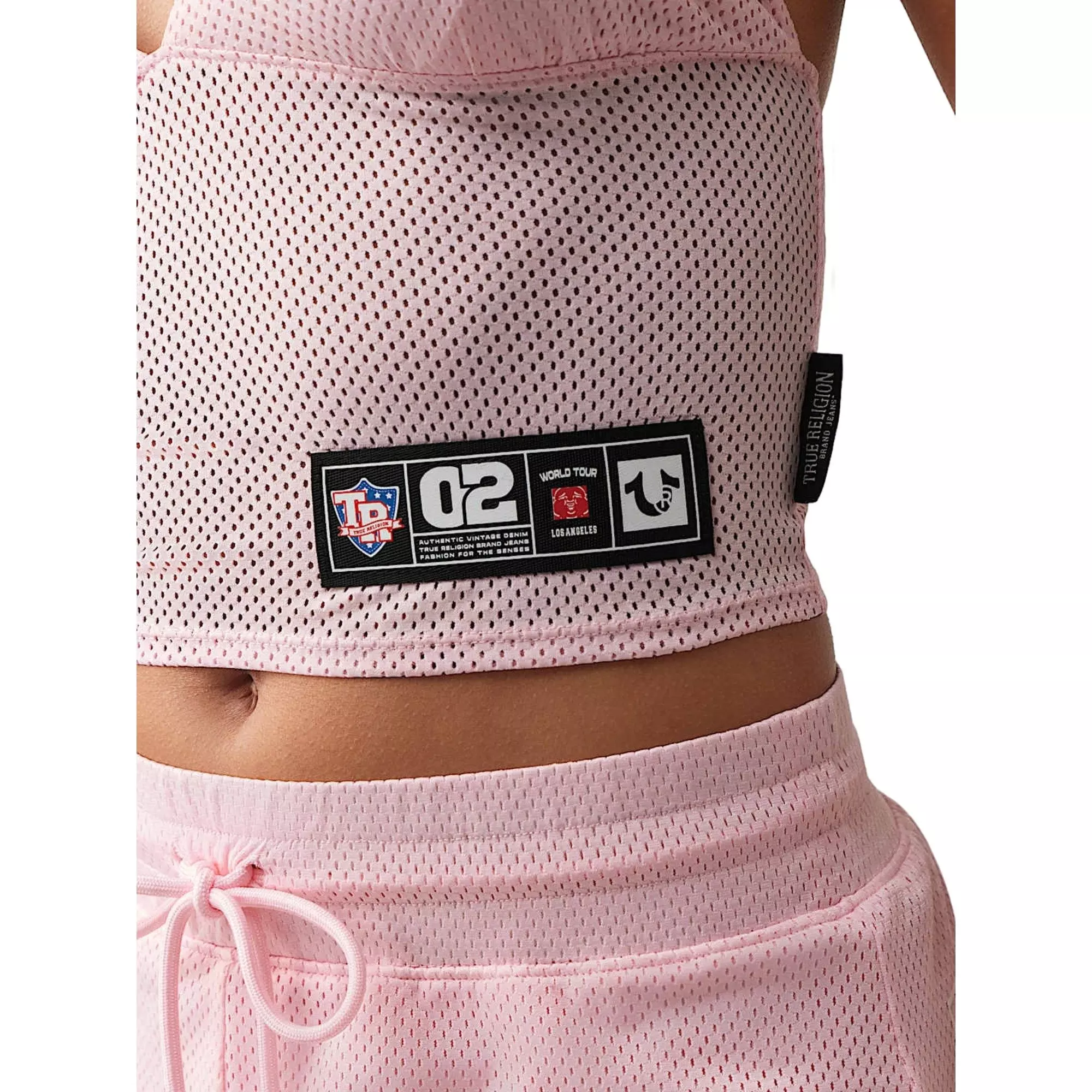 True Religion Women's Sporty Mesh Printed Halter Top - PINK
