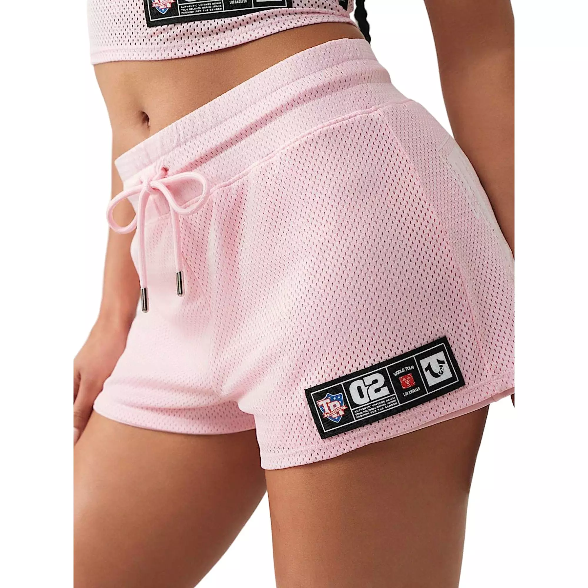True Religion Women's Sporty Mesh Shorts - PINK