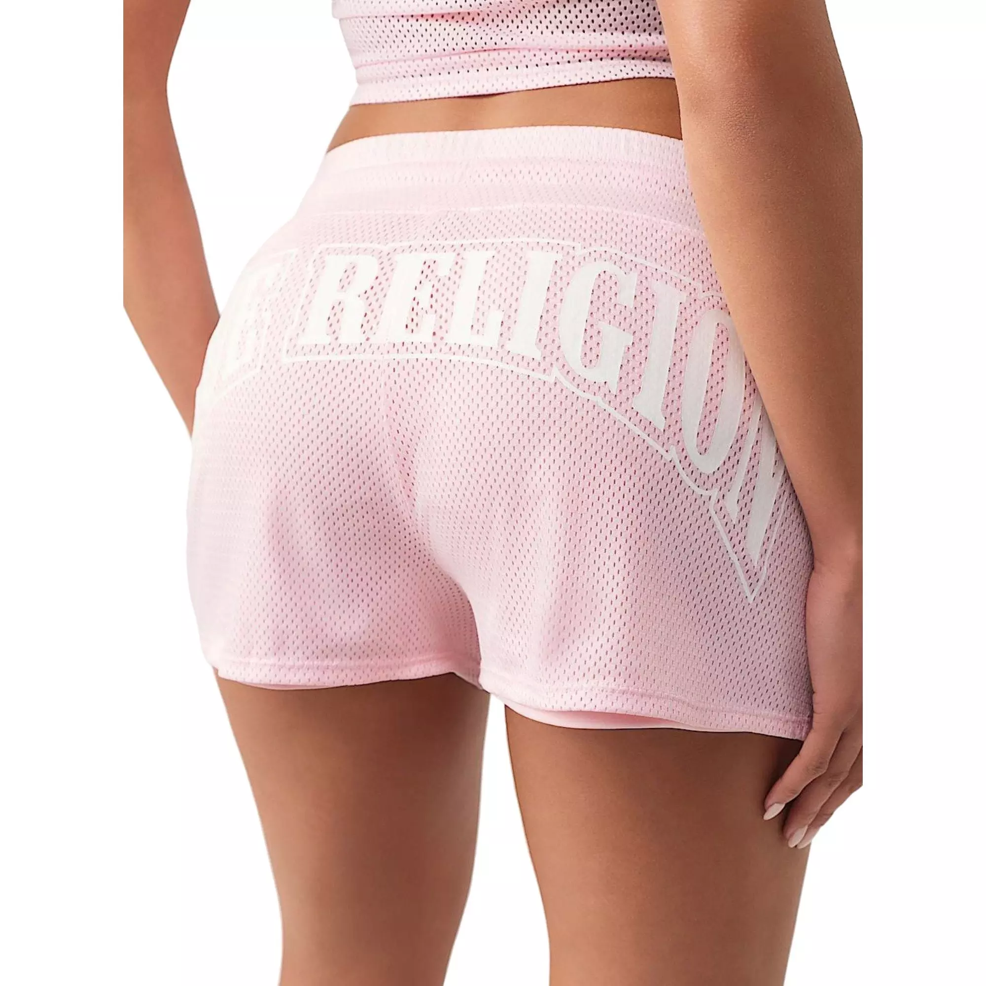 True Religion Women's Sporty Mesh Shorts - PINK