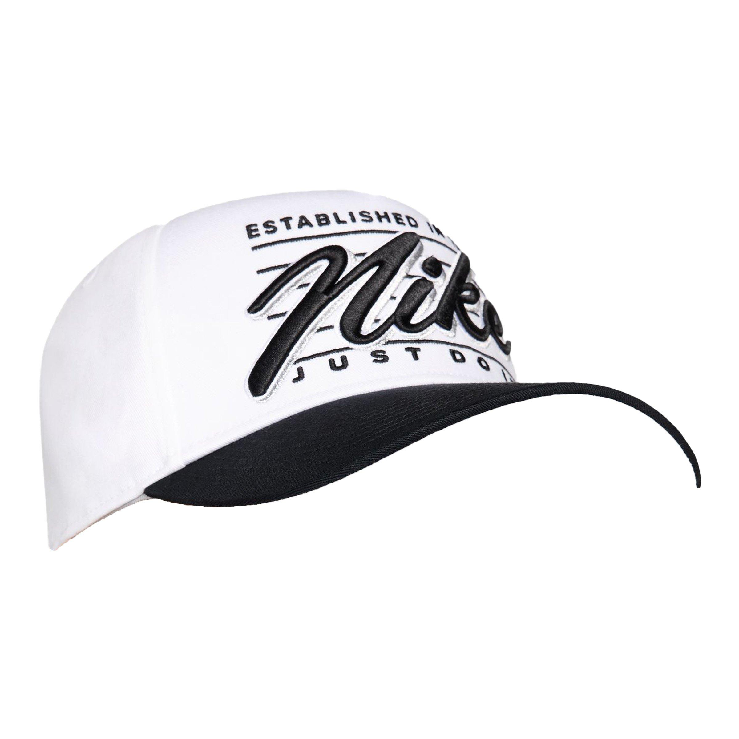 Nike Rise Cap A-Frame 'Nike Script' Snapback Hat-White/Black - WHITE/BLACK Thumbnail View 2