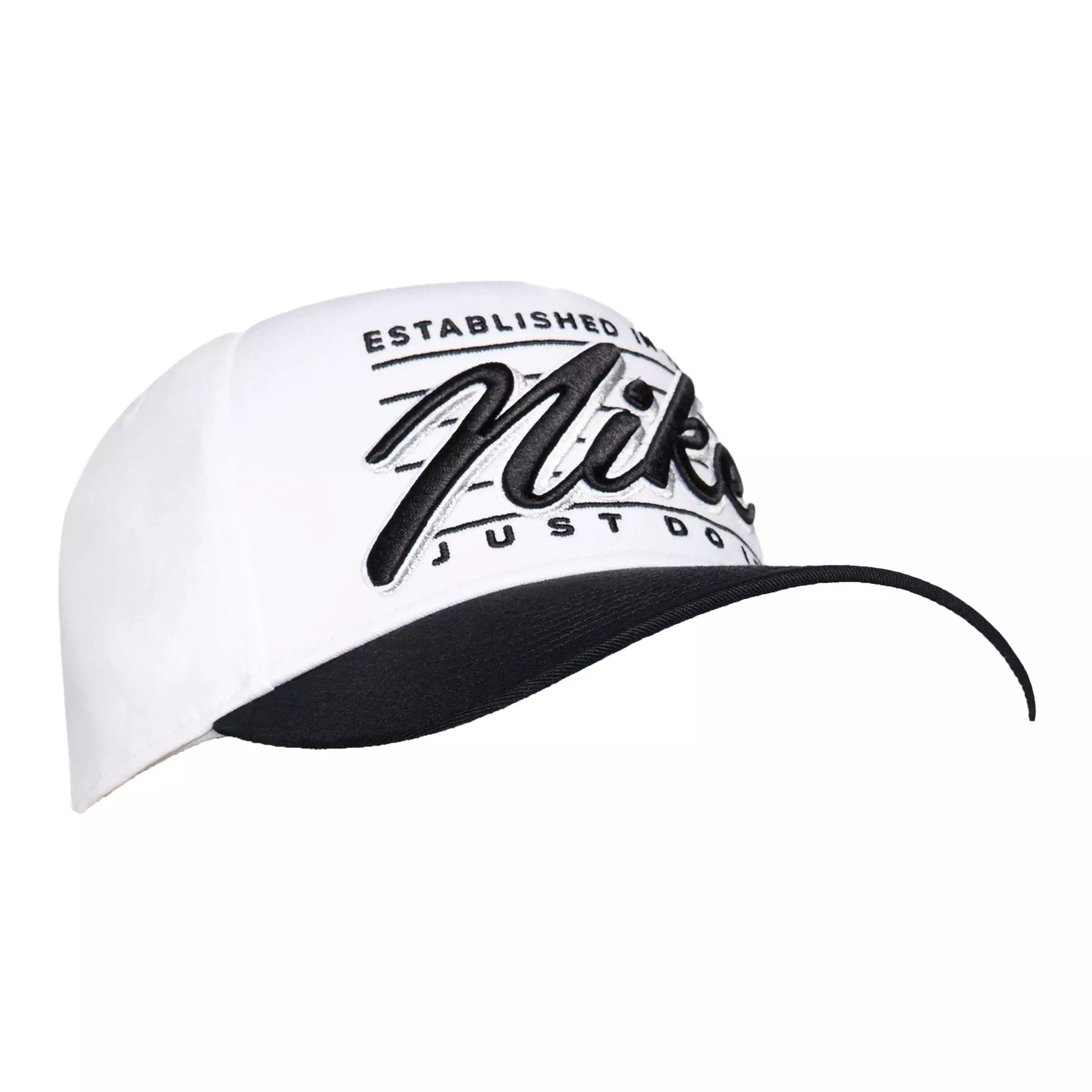 Nike Rise Cap A-Frame 'Nike Script' Snapback Hat-White/Black - WHITE/BLACK
