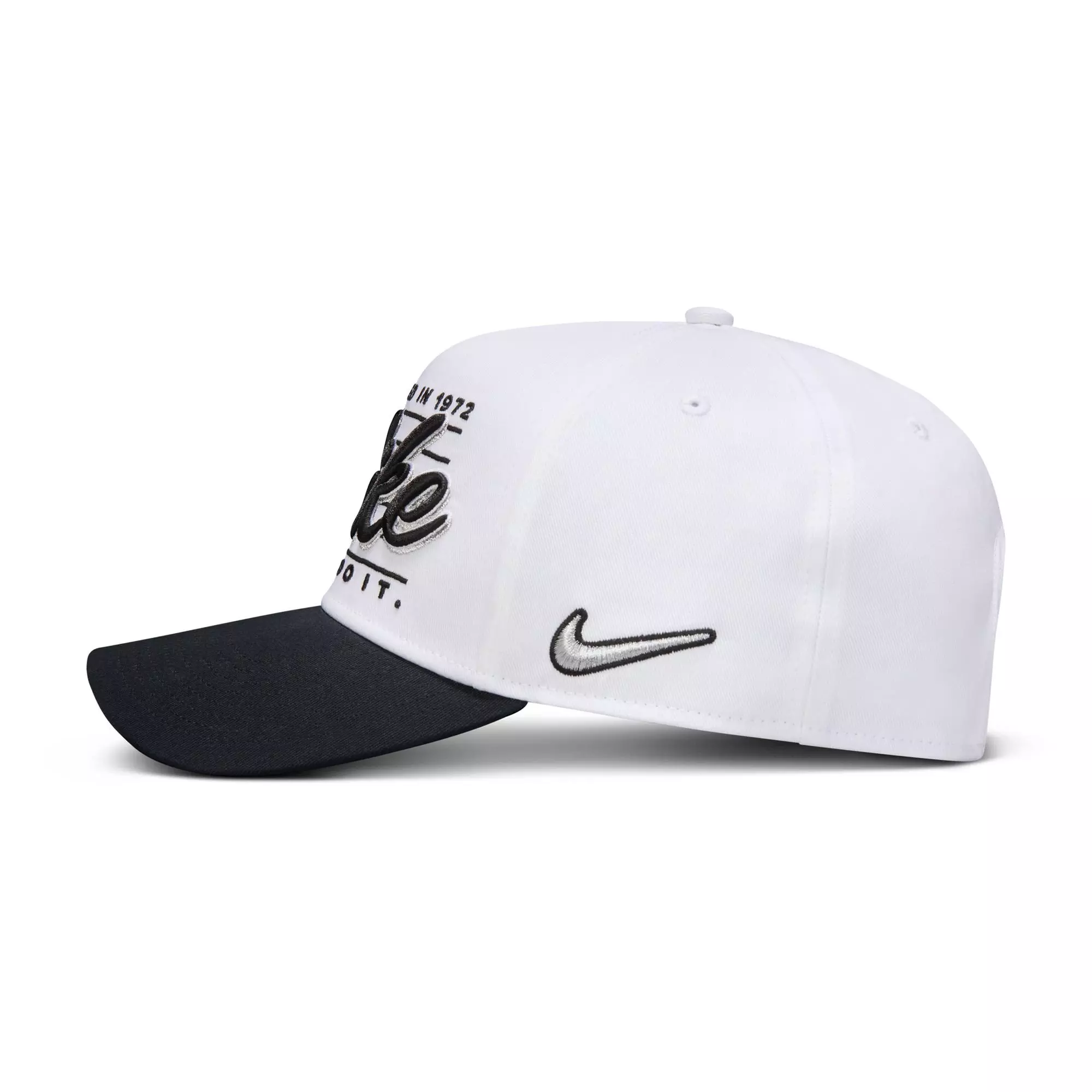 Nike Rise Cap A-Frame 'Nike Script' Snapback Hat-White/Black - WHITE/BLACK