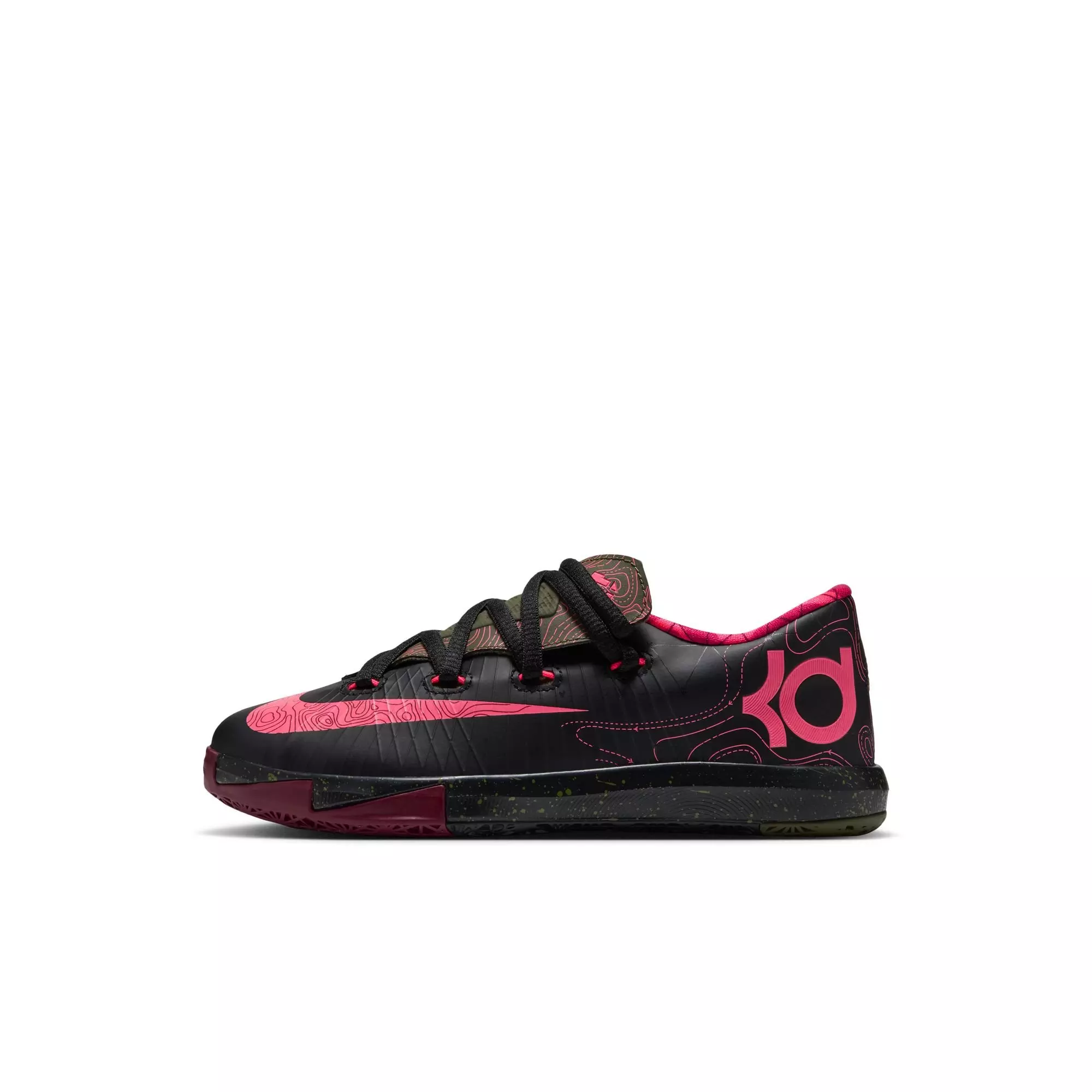 Nike KD 6 "Meteorology" Preschool Kids' Shoe - BLACK/ATOMIC RED/MEDIUM OLIVE/NOBLE RED