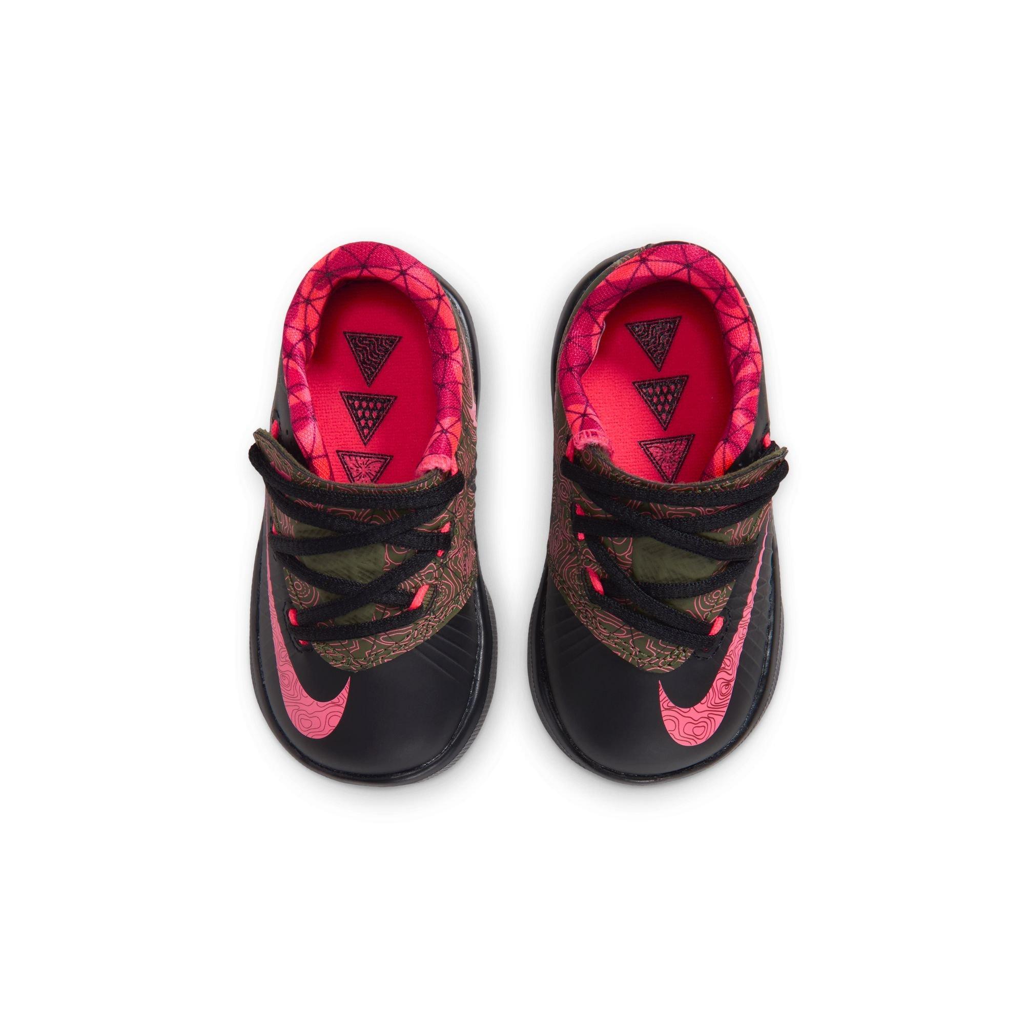 Nike KD 6 "Meteorology" Toddler Kids' Shoe - BLACK/ATOMIC RED-MEDIUM OLIVE/NOBLE RED