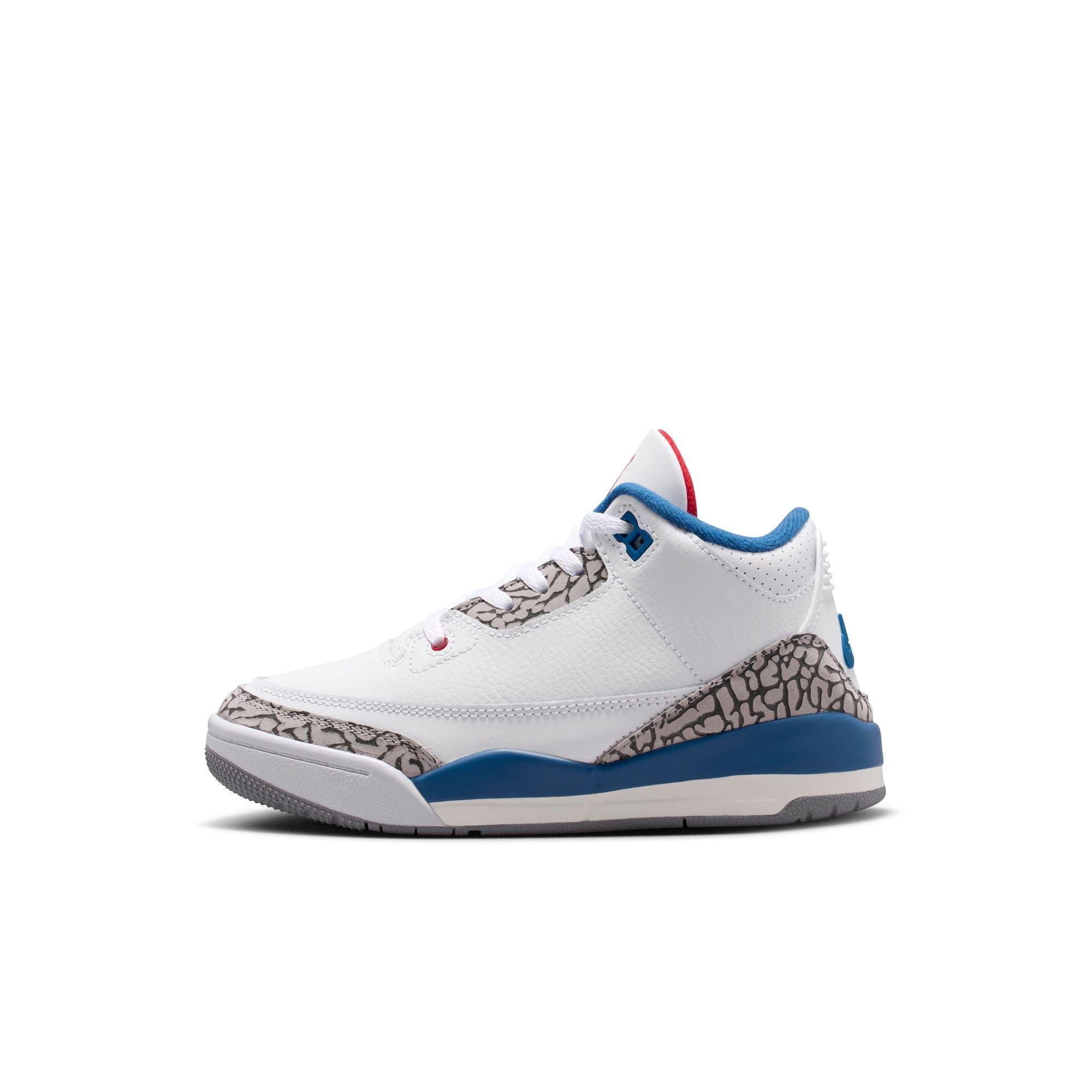Jordan 3 Retro "True Blue" Preschool Kids' Shoe - WHITE/FIRE RED/TRUE BLUE Thumbnail View 4