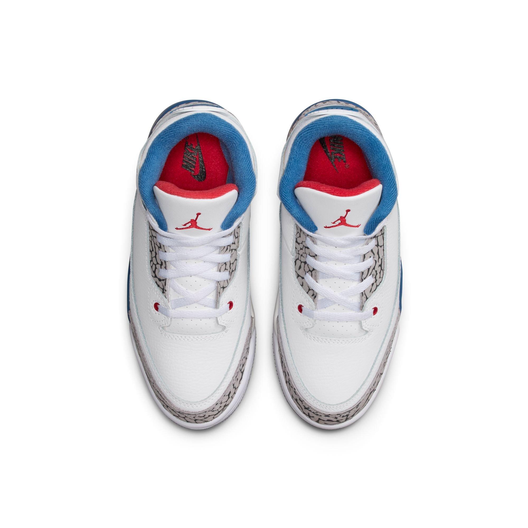 Jordan 3 Retro "True Blue" Preschool Kids' Shoe - WHITE/FIRE RED/TRUE BLUE Thumbnail View 7