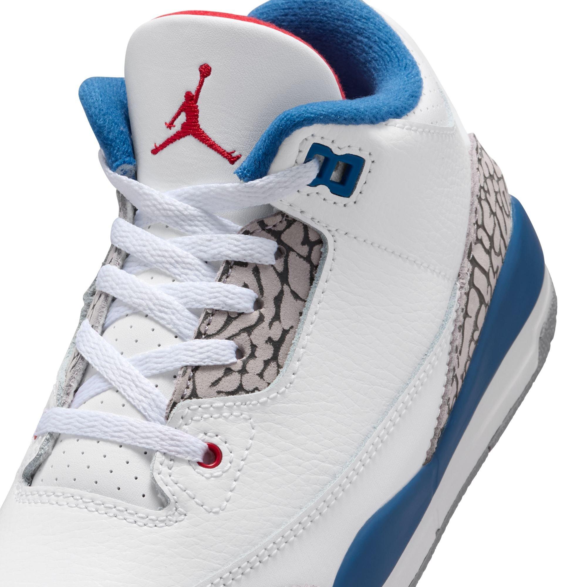Jordan 3 Retro "True Blue" Preschool Kids' Shoe - WHITE/FIRE RED/TRUE BLUE Thumbnail View 10