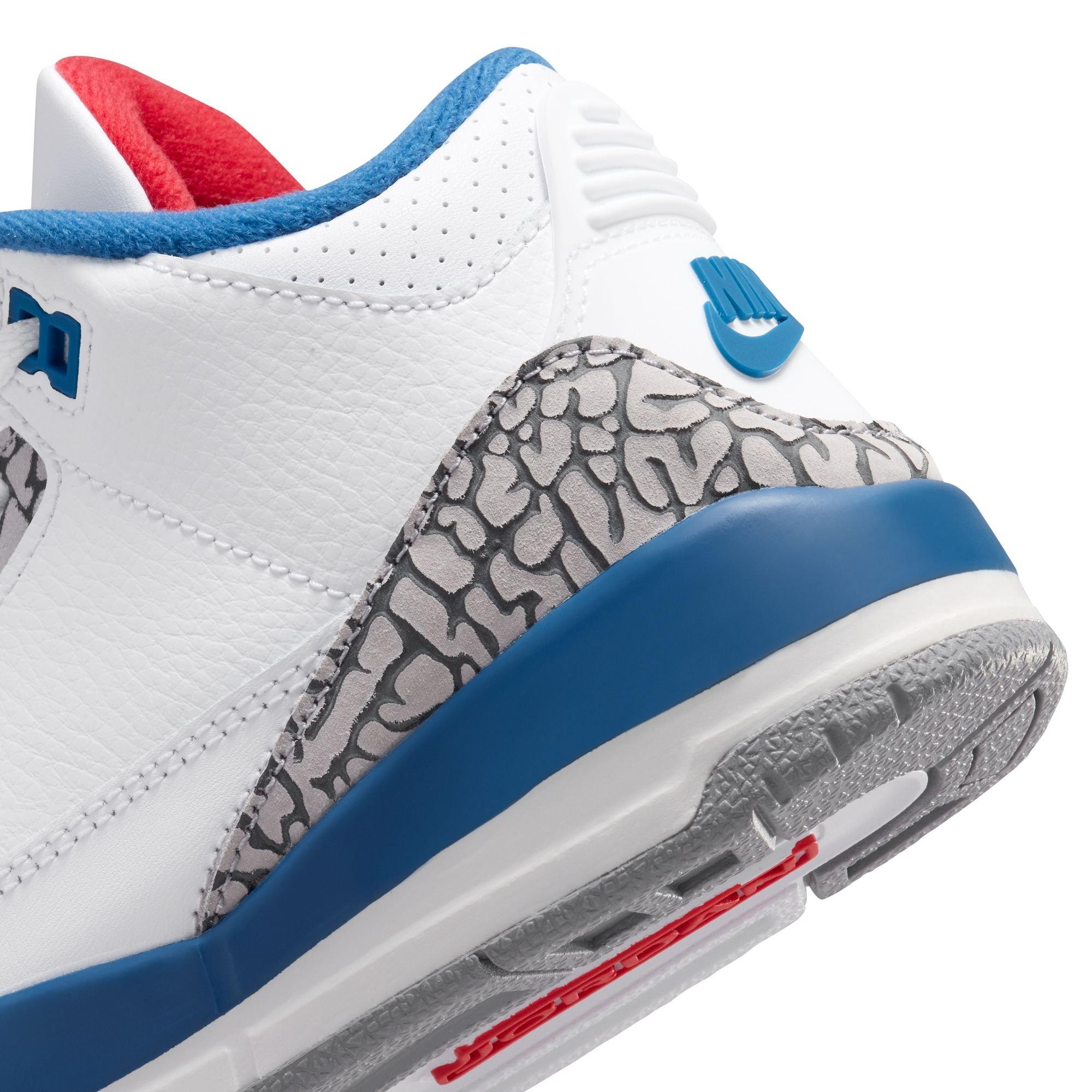 Jordan 3 Retro "True Blue" Preschool Kids' Shoe - WHITE/FIRE RED/TRUE BLUE Thumbnail View 11