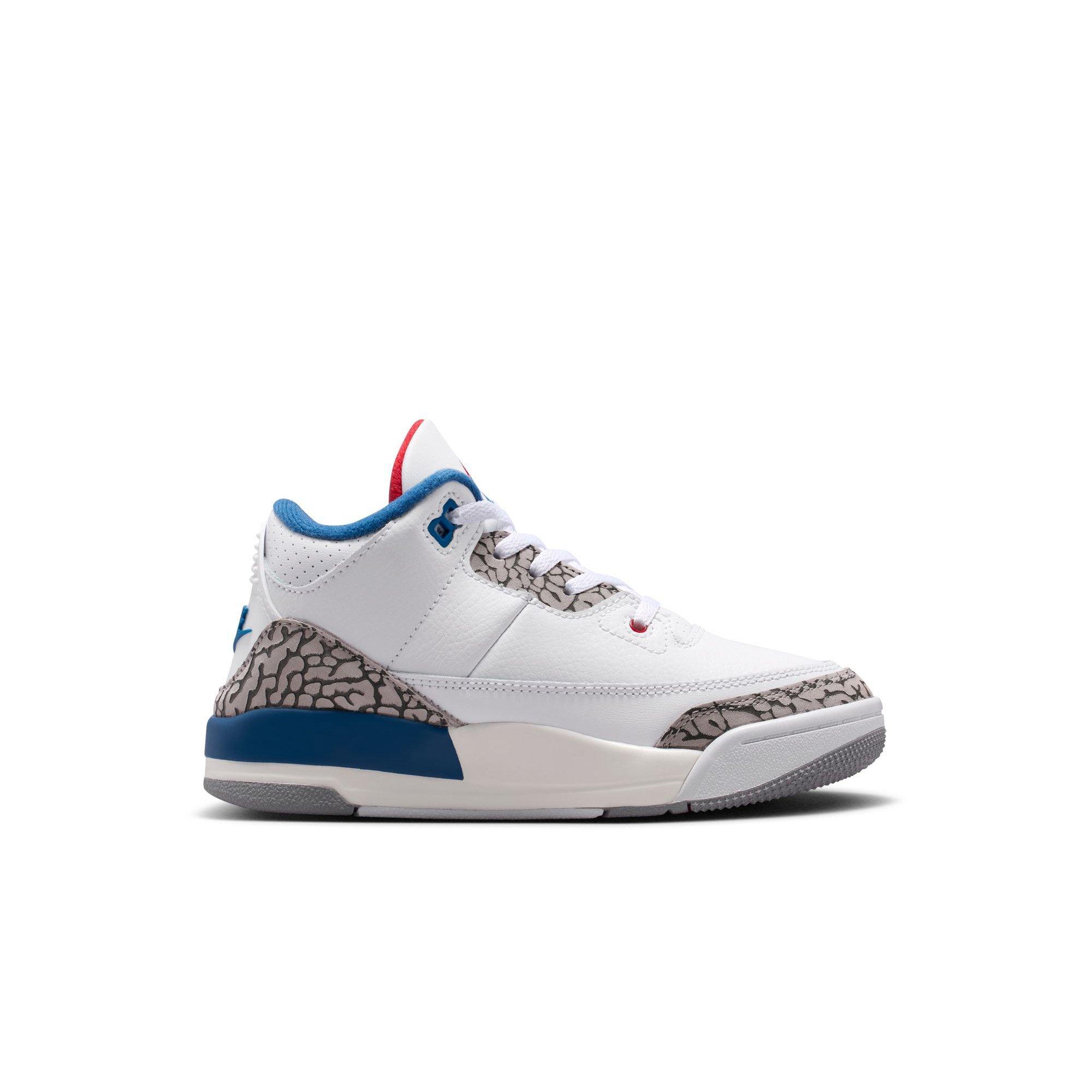 Jordan 3 Retro "True Blue" Preschool Kids' Shoe - WHITE/FIRE RED/TRUE BLUE Thumbnail View 3