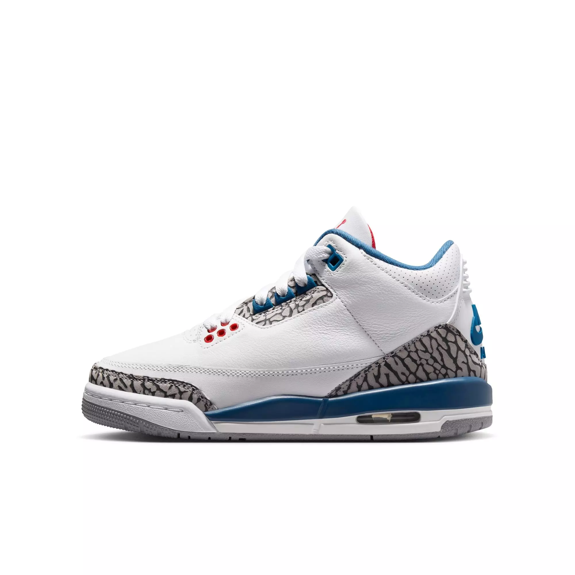 Jordan 3 Retro "True Blue" Grade School Kids' Shoe - WHITE/FIRE RED/TRUE BLUE