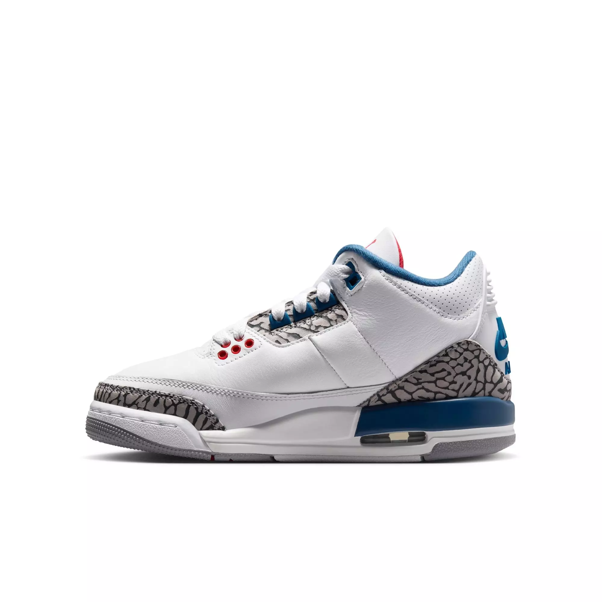 Jordan 3 Retro "True Blue" Grade School Kids' Shoe - WHITE/FIRE RED/TRUE BLUE