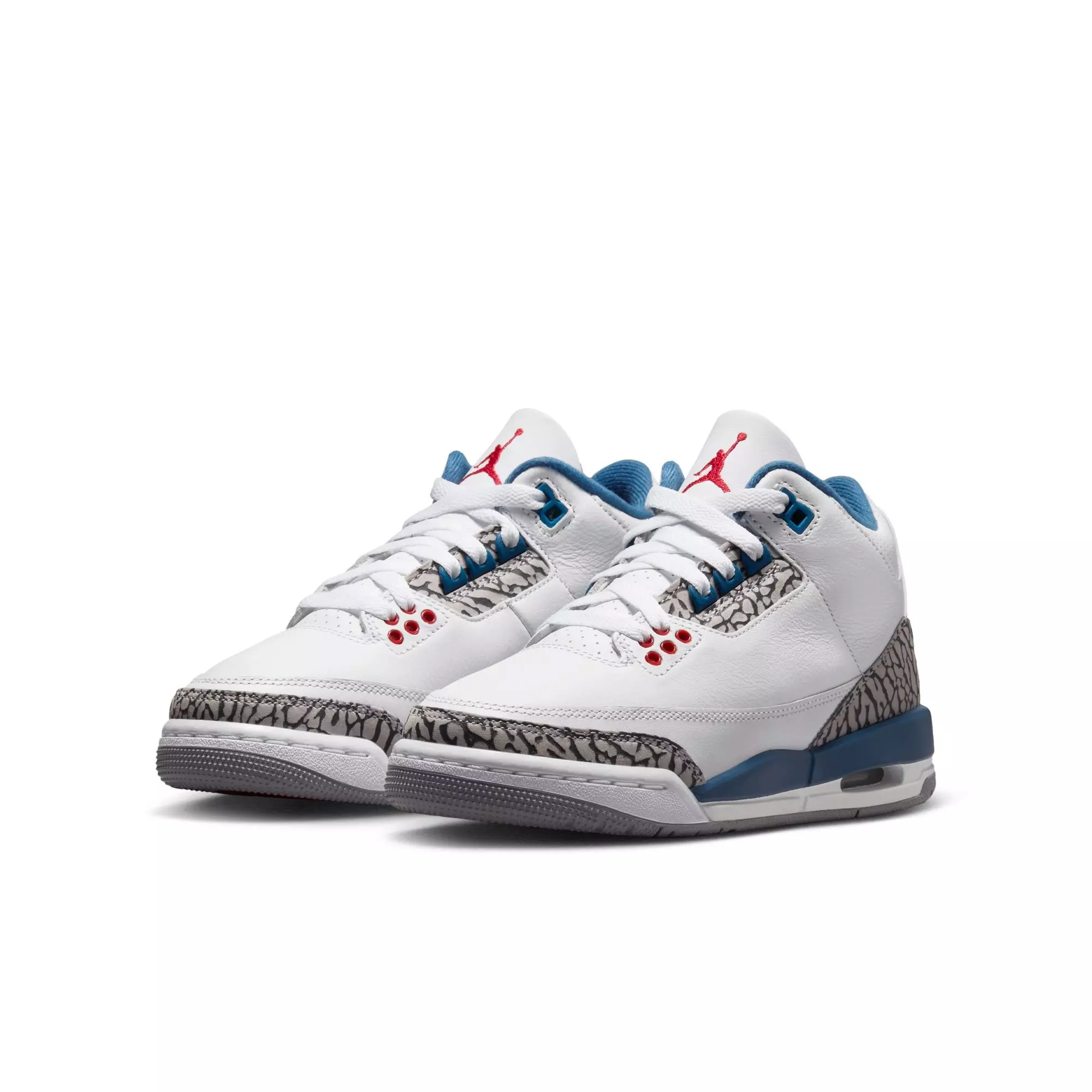 Jordan 3 Retro "True Blue" Grade School Kids' Shoe - WHITE/FIRE RED/TRUE BLUE