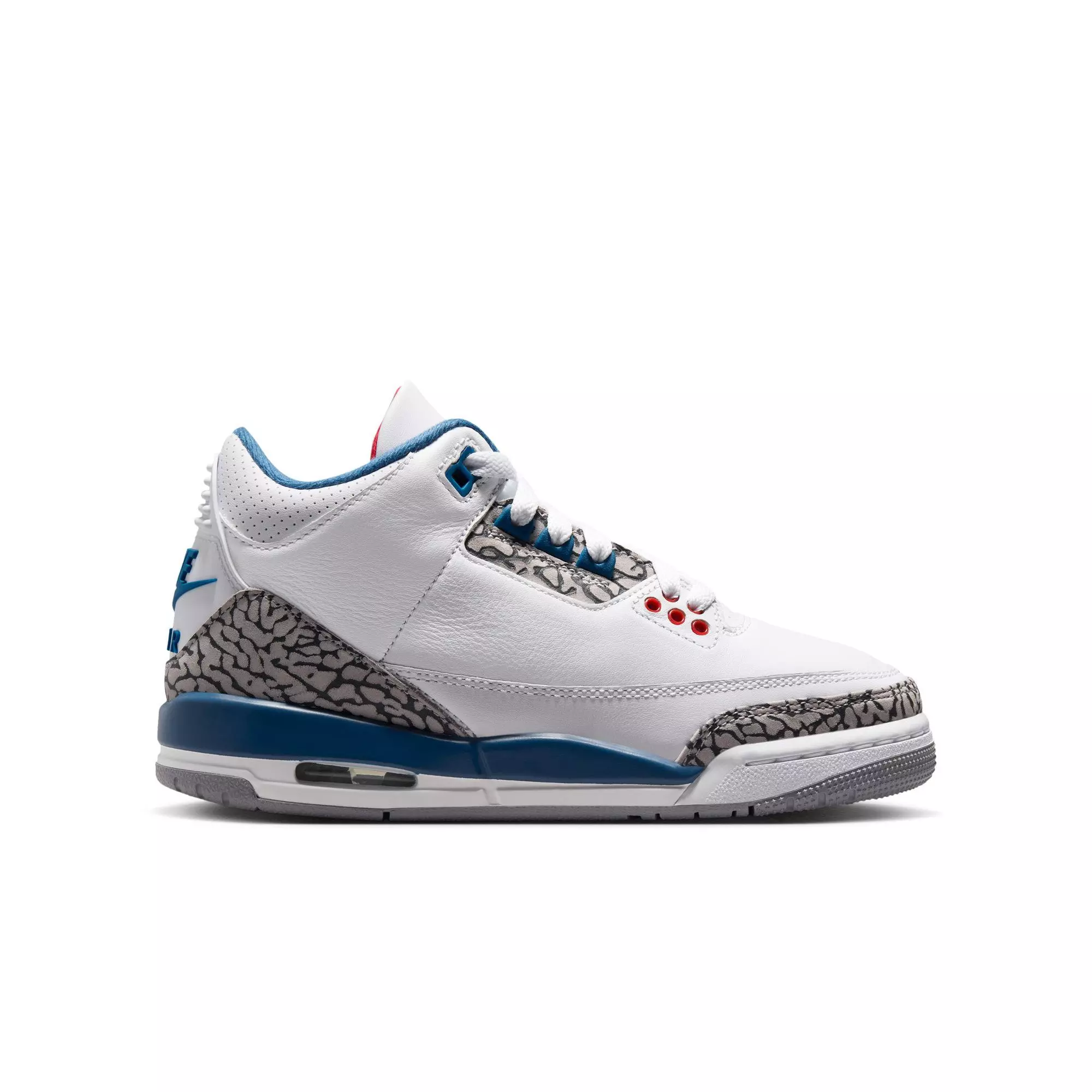 Jordan 3 Retro "True Blue" Grade School Kids' Shoe - WHITE/FIRE RED/TRUE BLUE