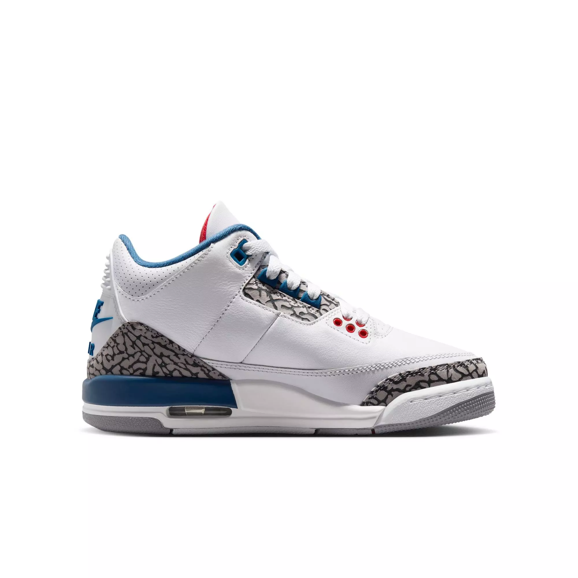 Jordan 3 Retro "True Blue" Grade School Kids' Shoe - WHITE/FIRE RED/TRUE BLUE