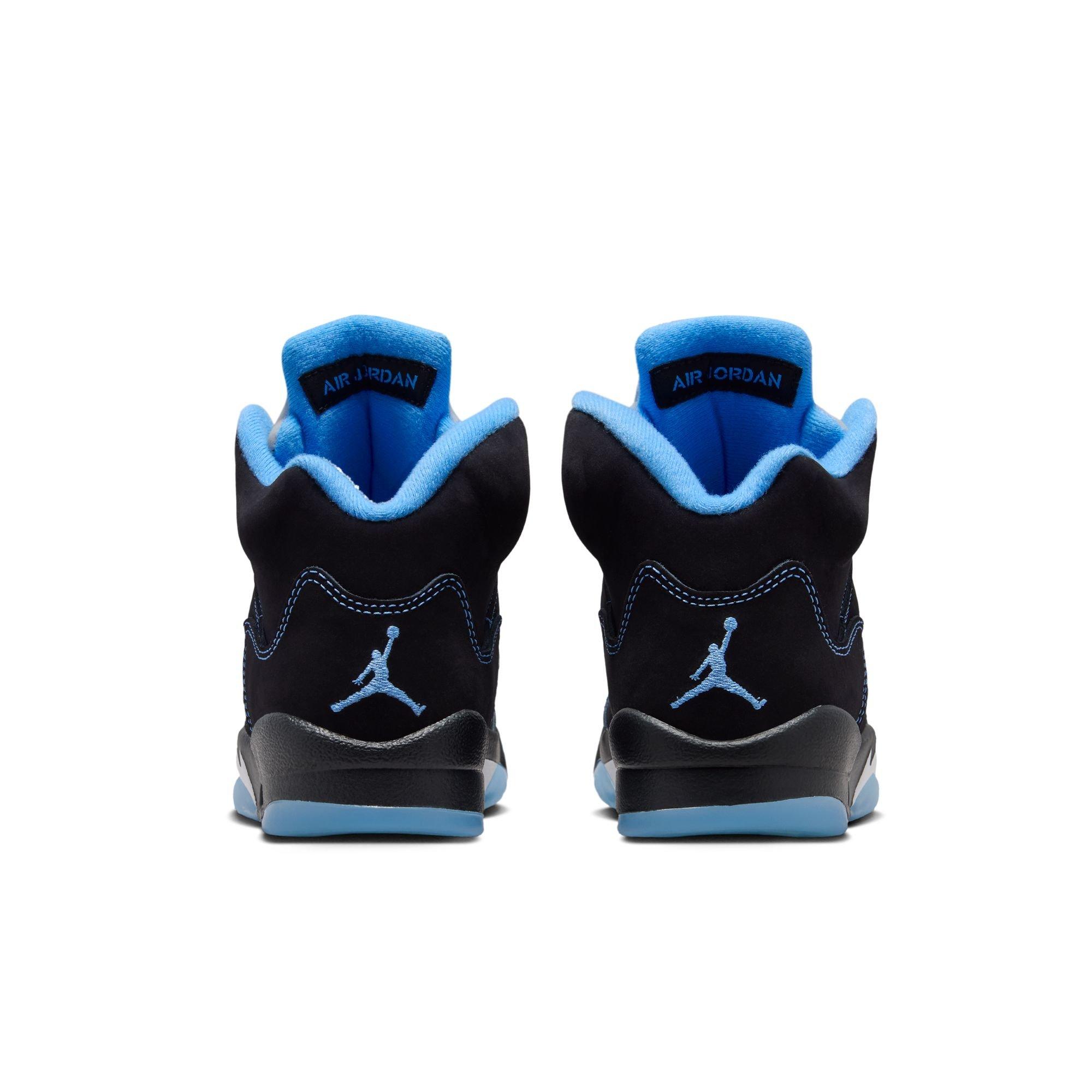 Jordan 5 Retro "Black Carolina" Grade School Kids' Shoe - BLACK/UNIVERSITY BLUE/WHITE Thumbnail View 10