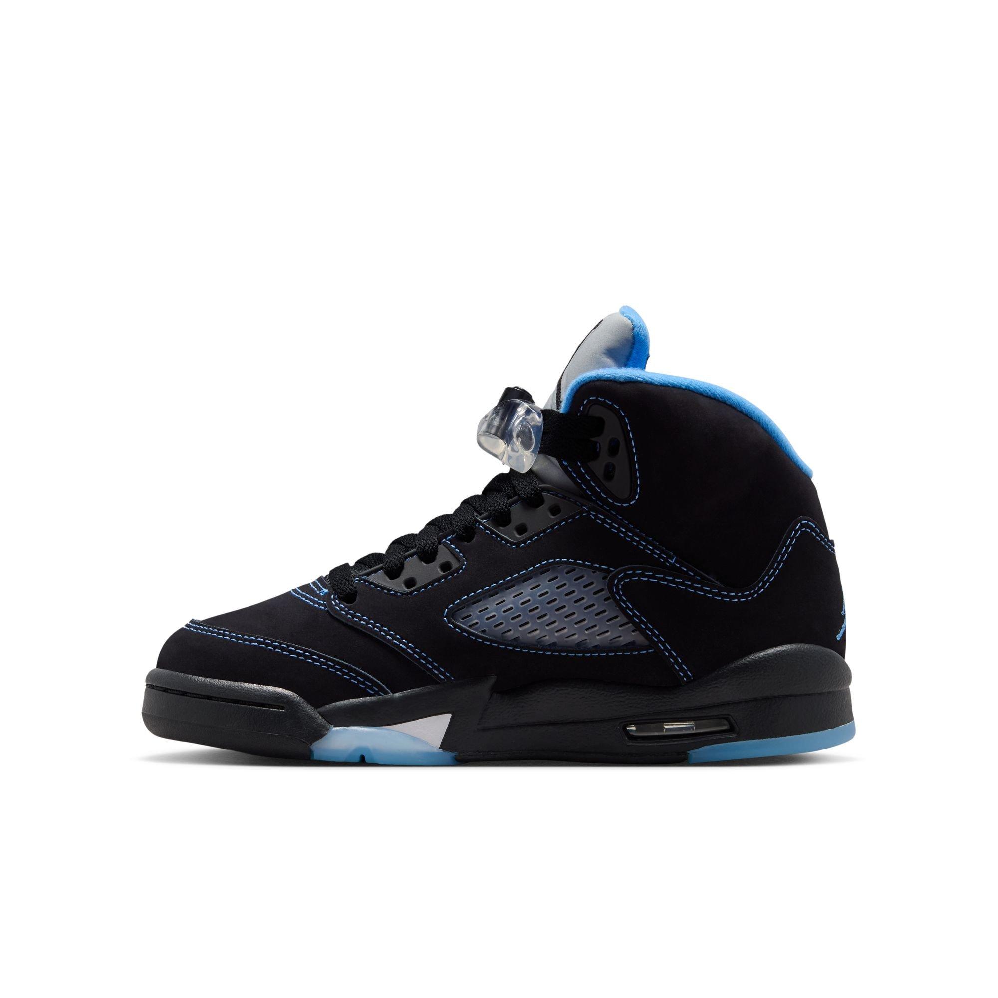 Jordan 5 Retro "Black Carolina" Grade School Kids' Shoe - BLACK/UNIVERSITY BLUE/WHITE Thumbnail View 9