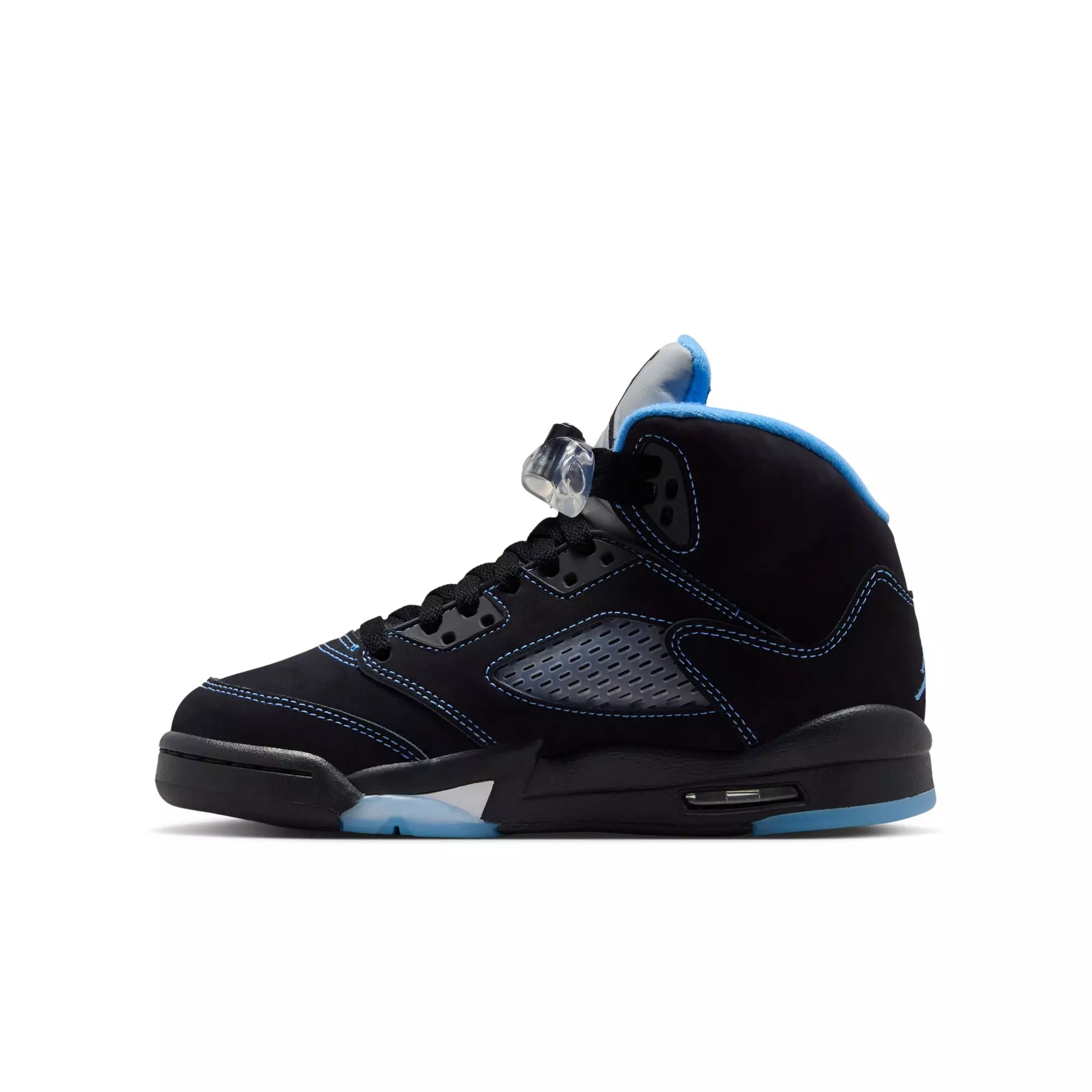 Jordan 5 Retro "Black Carolina" Grade School Kids' Shoe - BLACK/UNIVERSITY BLUE/WHITE