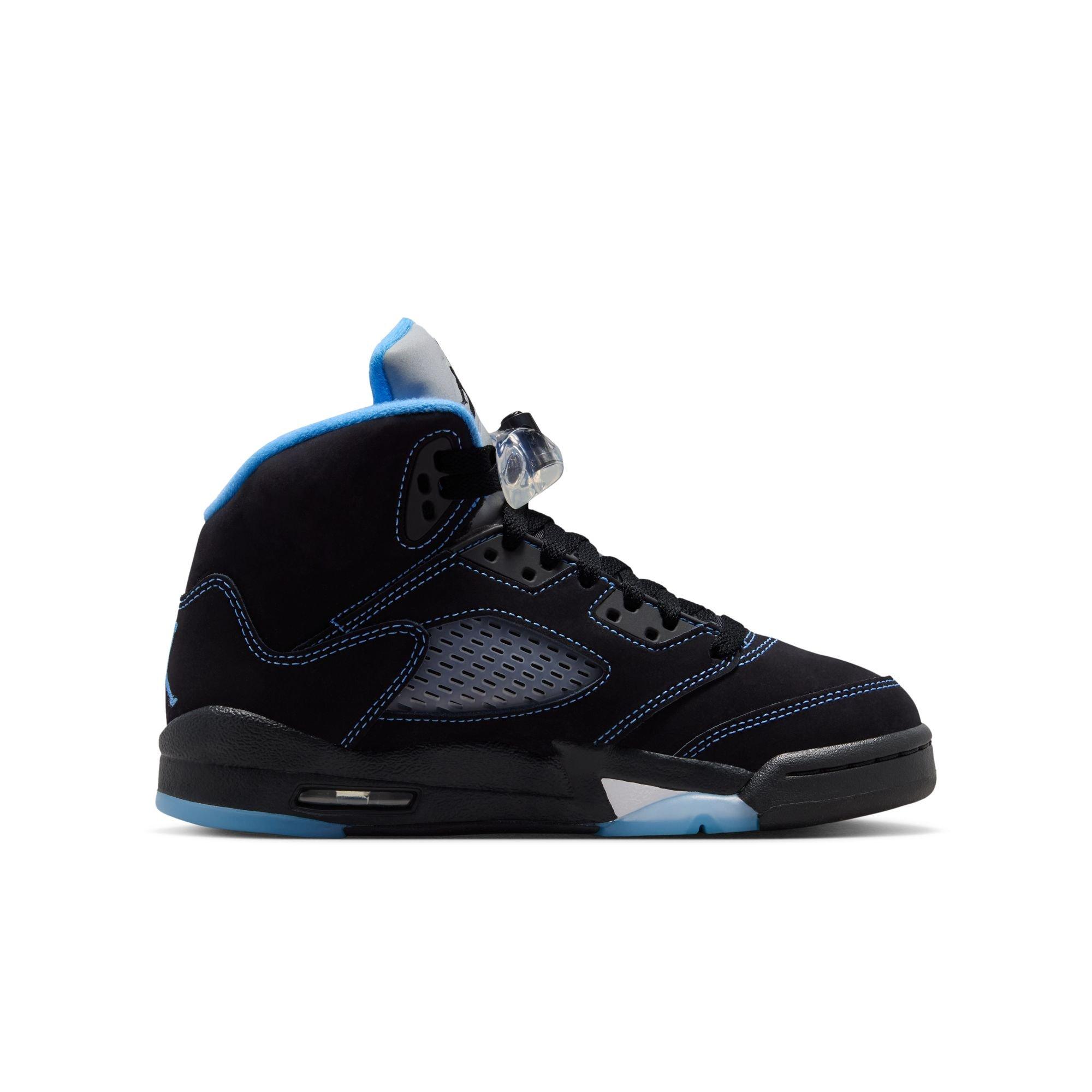 Jordan 5 Retro "Black Carolina" Grade School Kids' Shoe - BLACK/UNIVERSITY BLUE/WHITE Thumbnail View 3