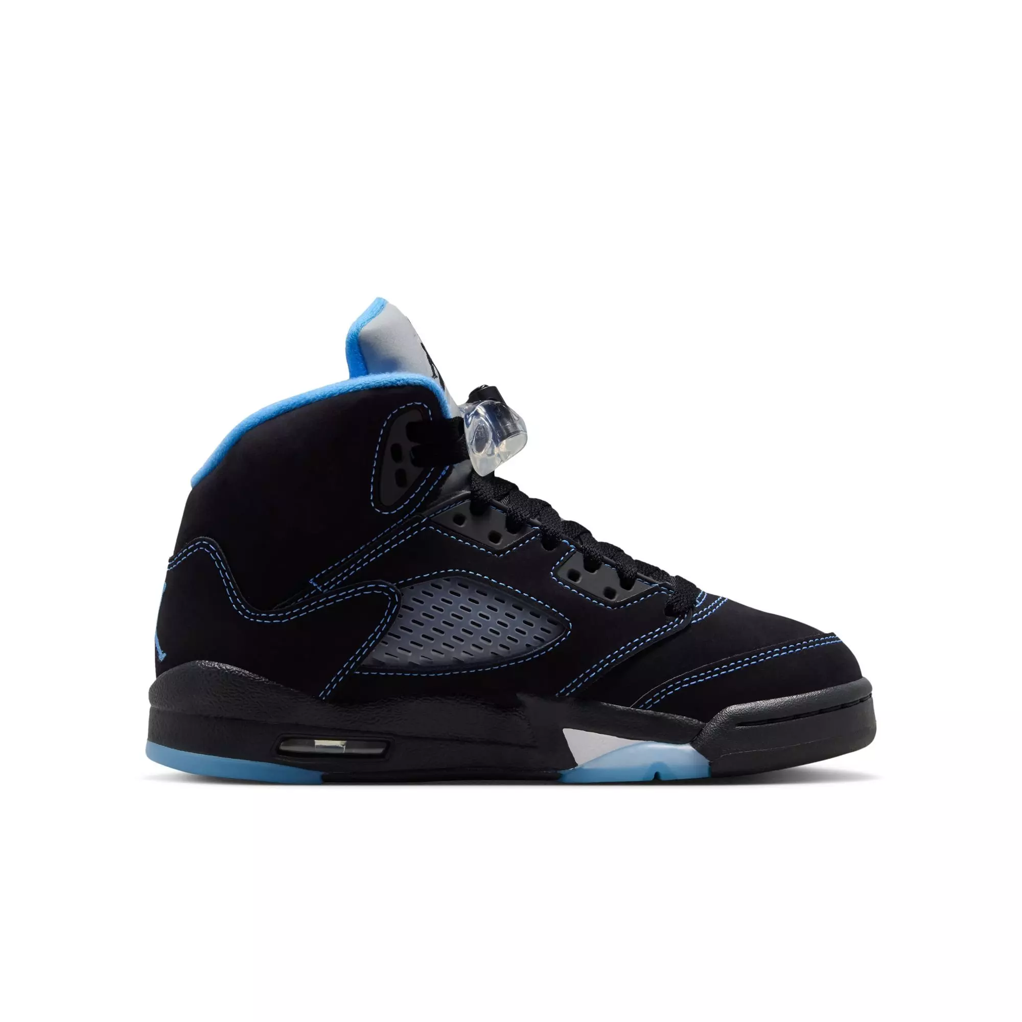 Jordan 5 Retro "Black Carolina" Grade School Kids' Shoe - BLACK/UNIVERSITY BLUE/WHITE