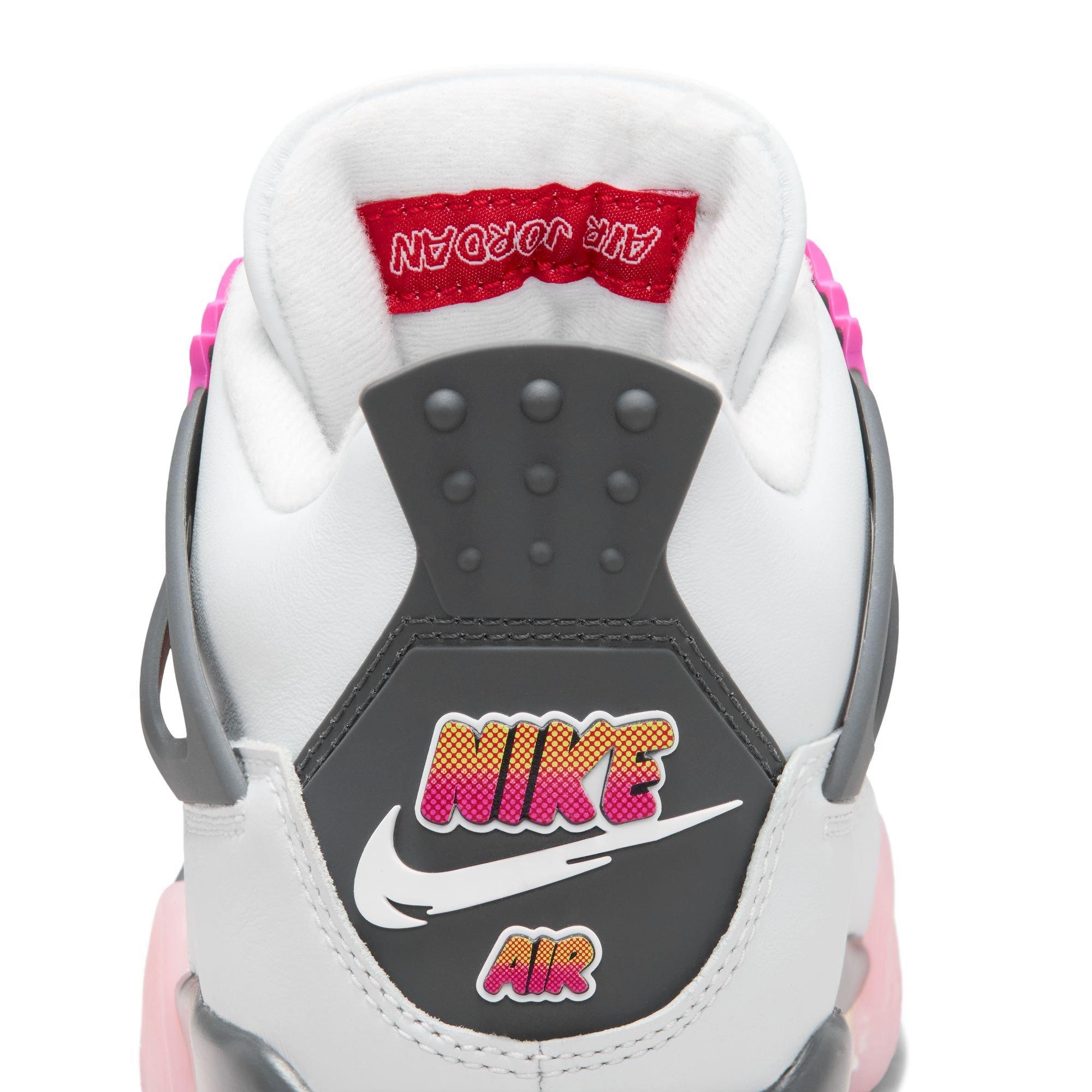 Jordan 4 Retro "Comic" Grade School Kids' Shoe - OFF WHITE/FIRE PINK/ANTHRACITE Thumbnail View 12