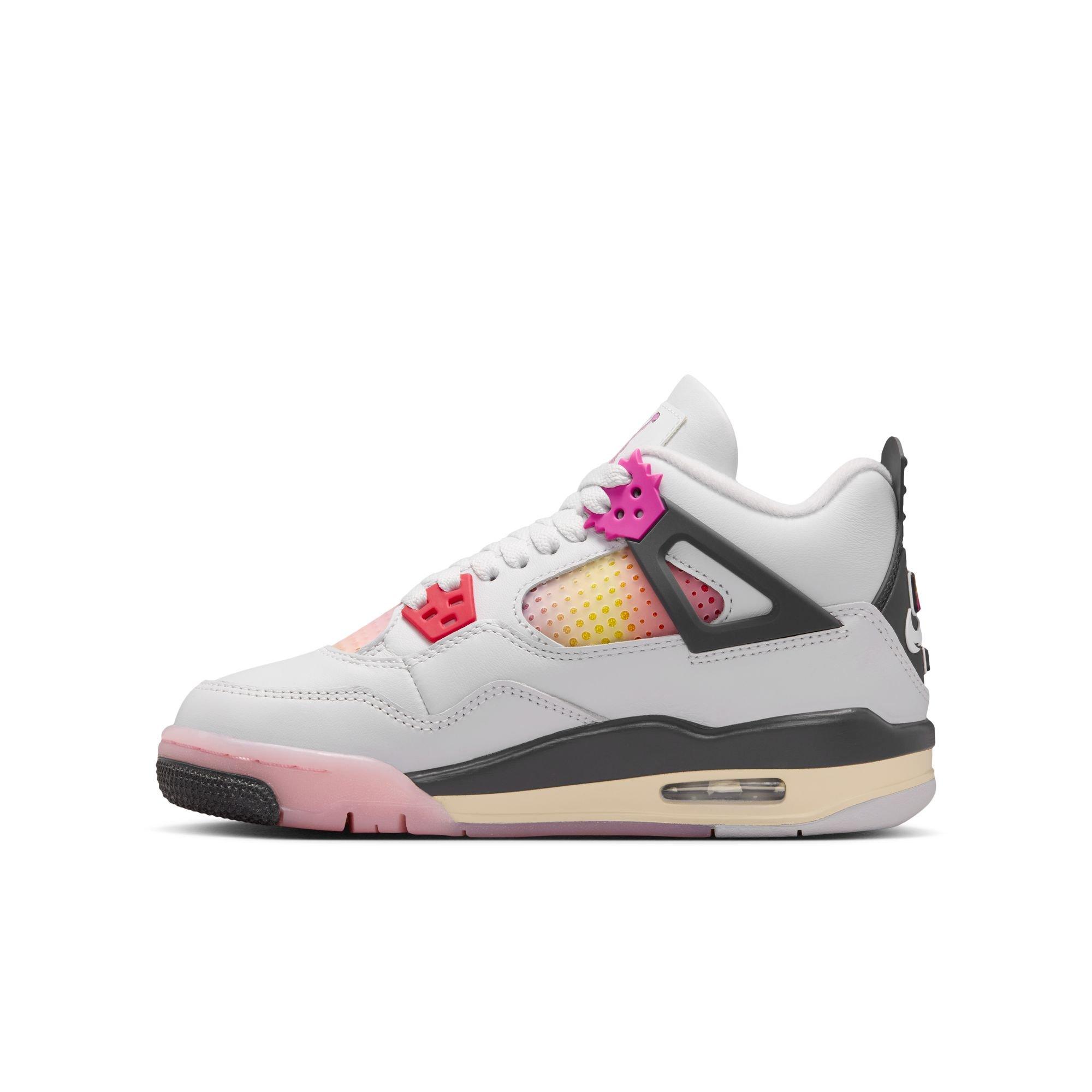 Jordan 4 Retro "Comic" Grade School Kids' Shoe - OFF WHITE/FIRE PINK/ANTHRACITE Thumbnail View 5