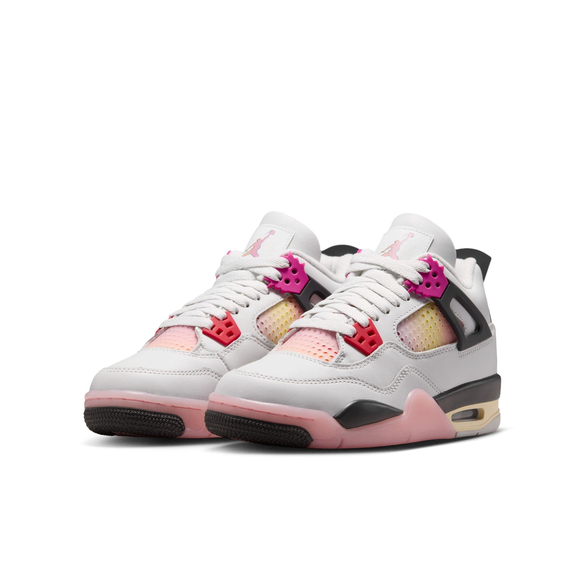 Jordan 4 Retro "Comic" Grade School Kids' Shoe - OFF WHITE/FIRE PINK/ANTHRACITE Thumbnail View 6