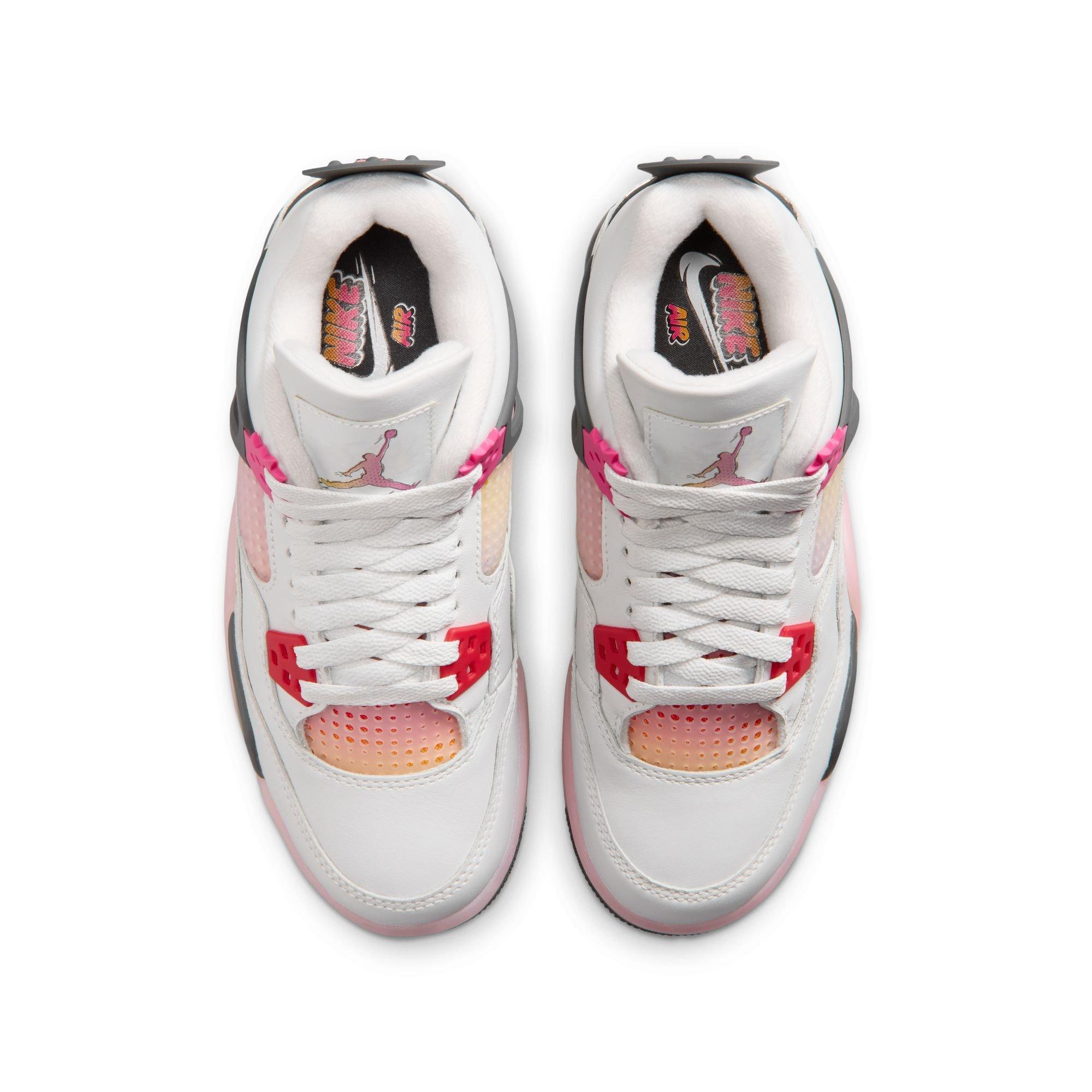 Jordan 4 Retro "Comic" Grade School Kids' Shoe - OFF WHITE/FIRE PINK/ANTHRACITE Thumbnail View 7