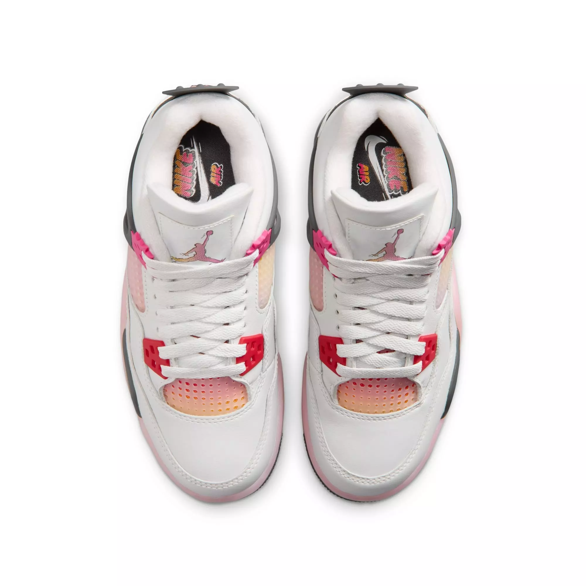 Jordan 4 Retro "Comic" Grade School Kids' Shoe - OFF WHITE/FIRE PINK/ANTHRACITE