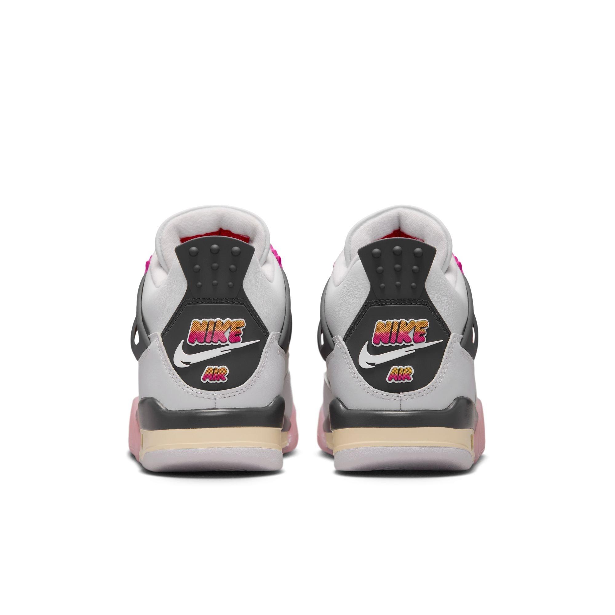 Jordan 4 Retro "Comic" Grade School Kids' Shoe - OFF WHITE/FIRE PINK/ANTHRACITE Thumbnail View 8