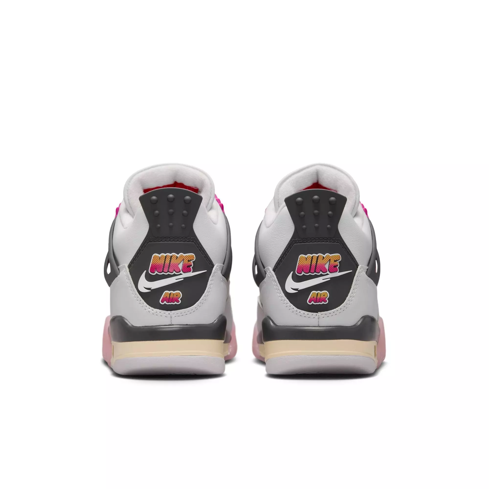 Jordan 4 Retro "Comic" Grade School Kids' Shoe - OFF WHITE/FIRE PINK/ANTHRACITE